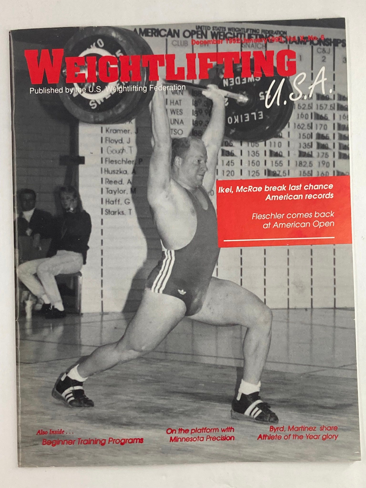 VTG Weightlifting USA Magazine Vol 10 #6 December 1992 Ikei & McRae Break Record