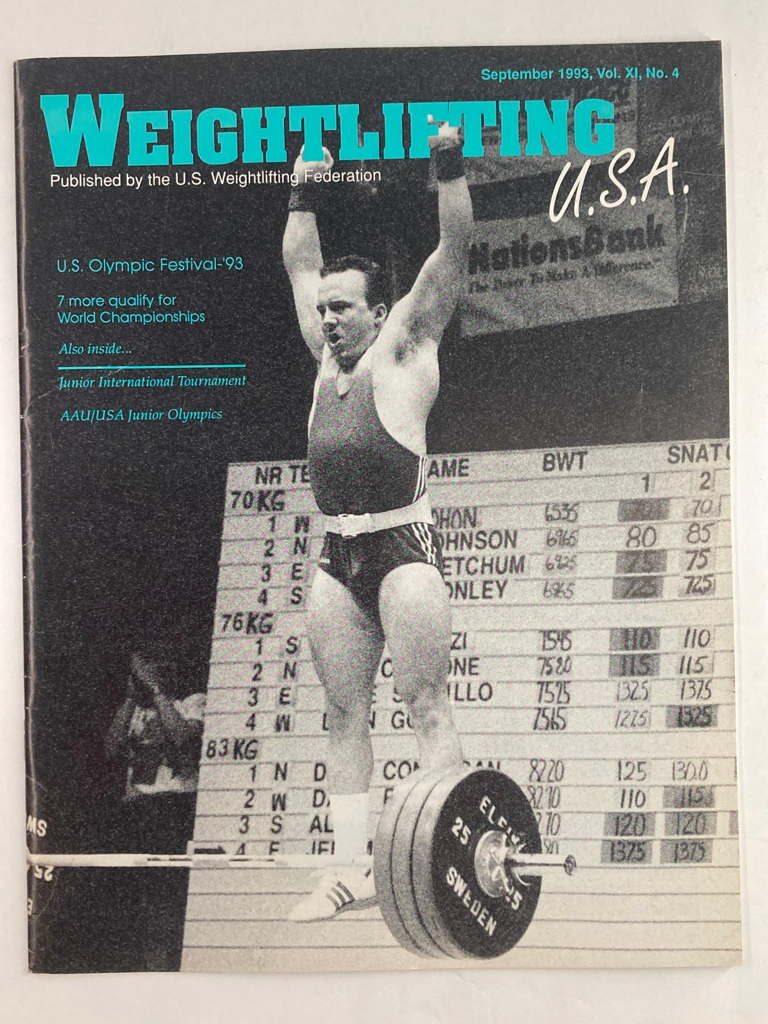 Weightlifting USA Magazine Vol 11 #4 September 1993 Jeff Macy World Championship