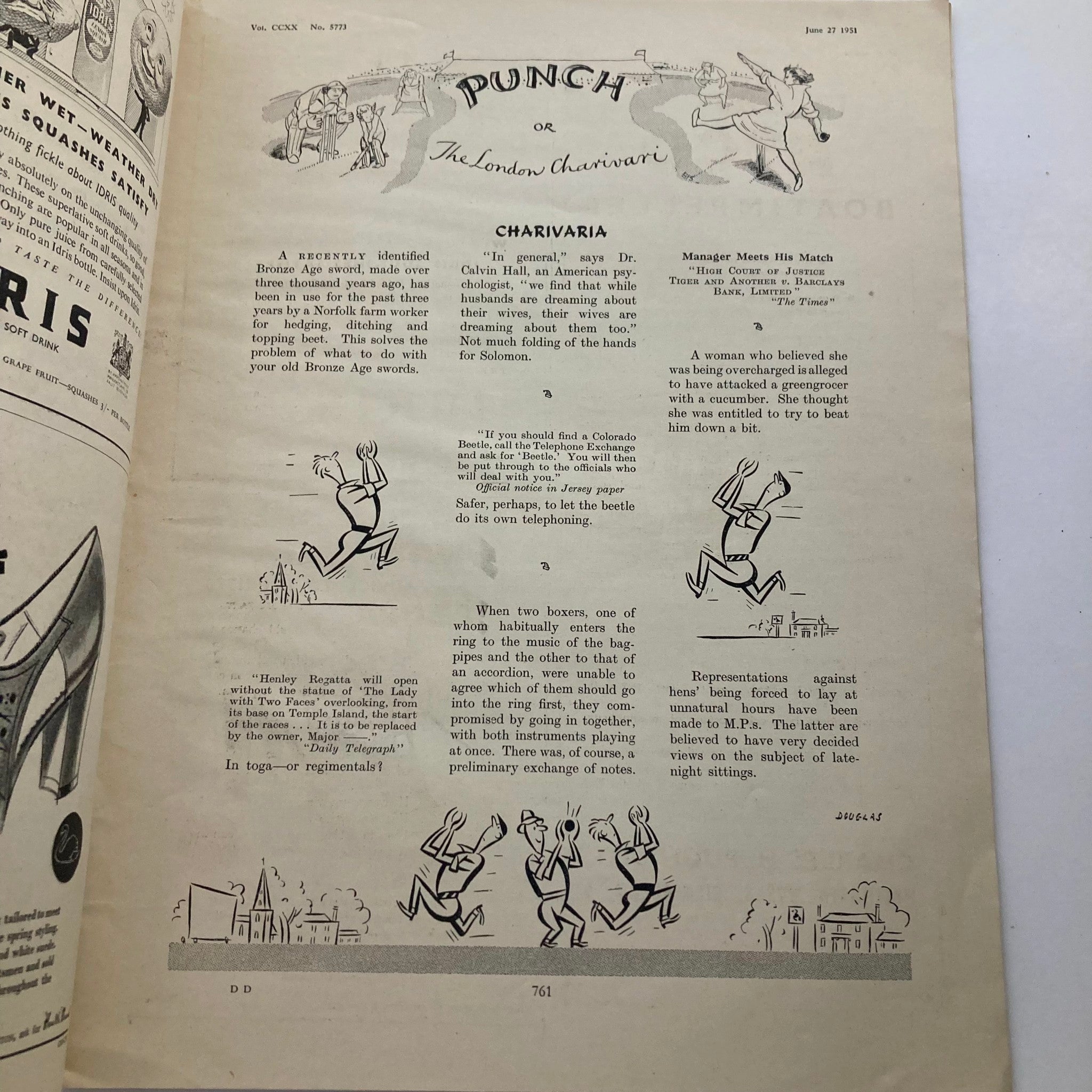 Punch Magazine June 27 1951 Vol 220 No. 5773 WWII Cartoon & Humour No Label