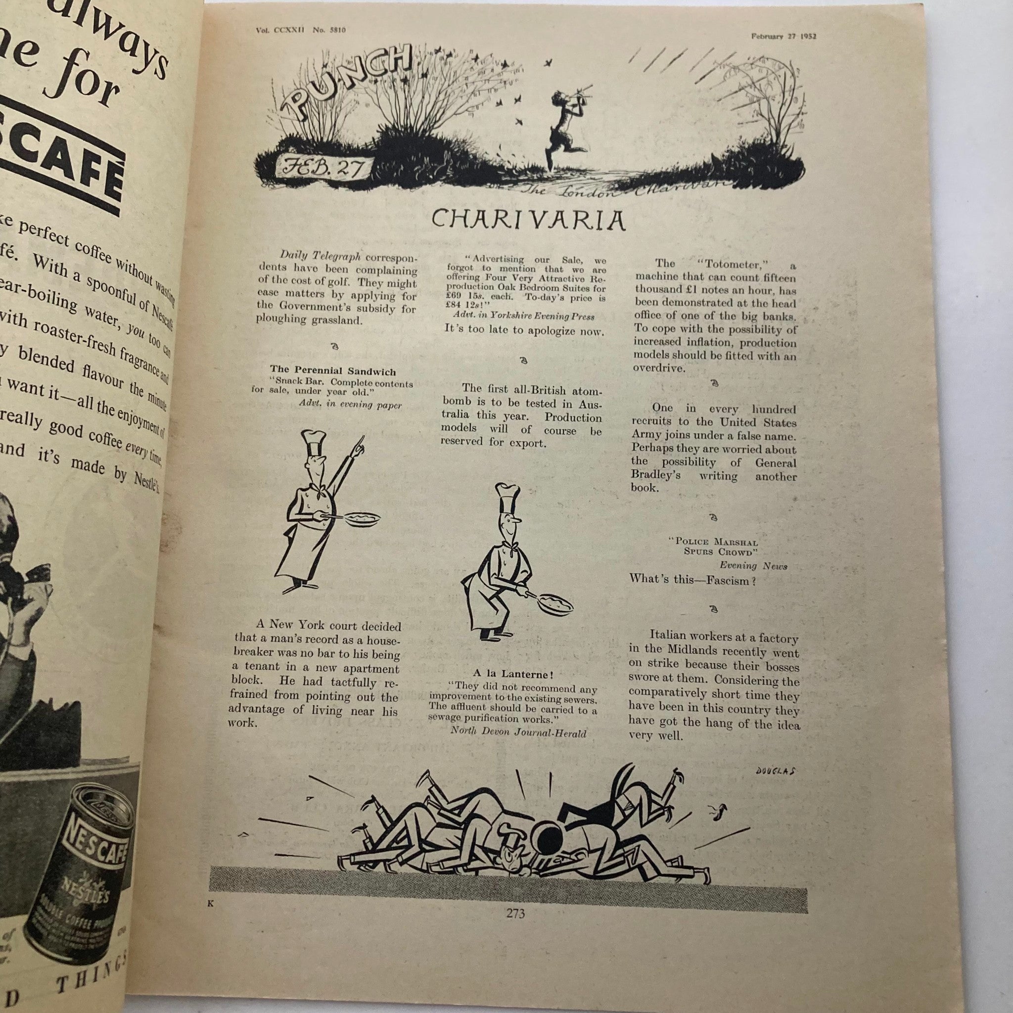 Punch Magazine February 27 1952 Vol 222 No. 5810 WWII Cartoon & Humour No Label