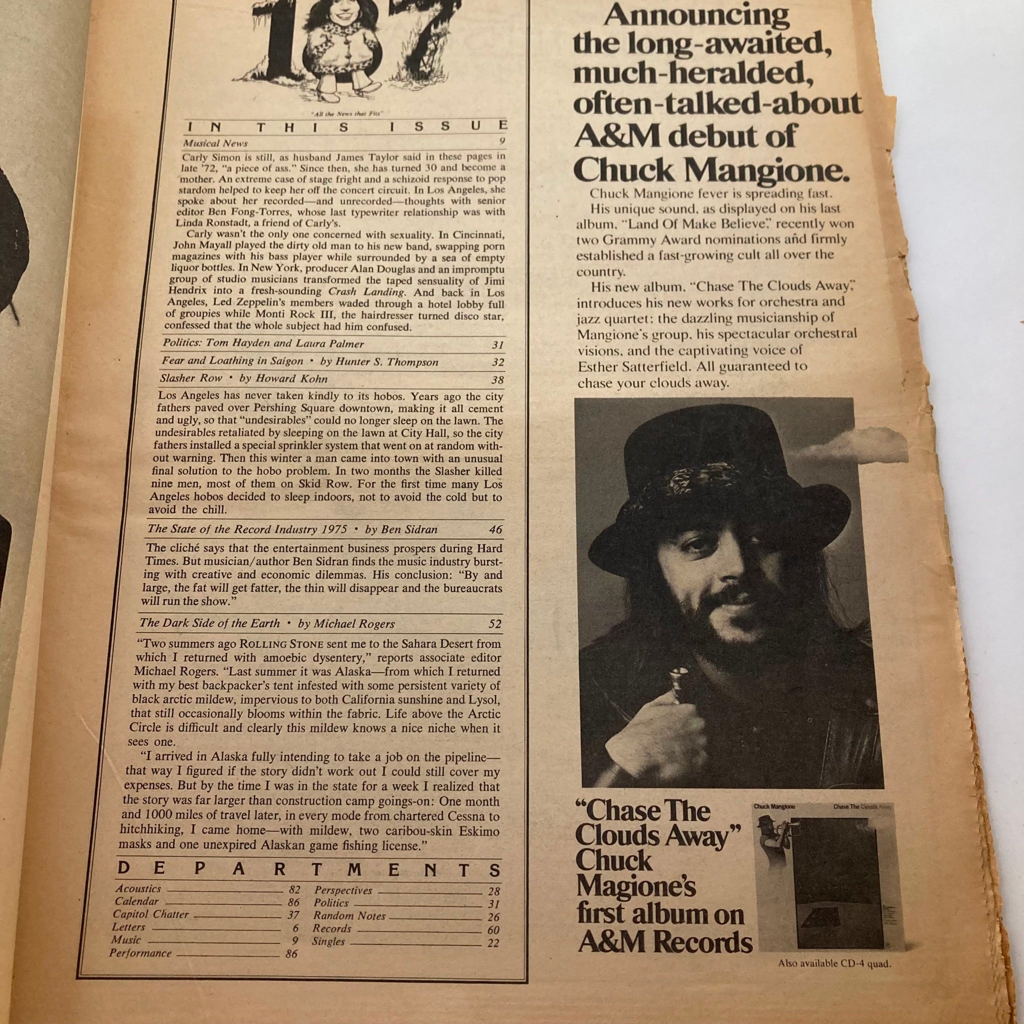 VTG Rolling Stone Magazine May 22 1975 Issue 187 Carly Simon & Chuck Mangione