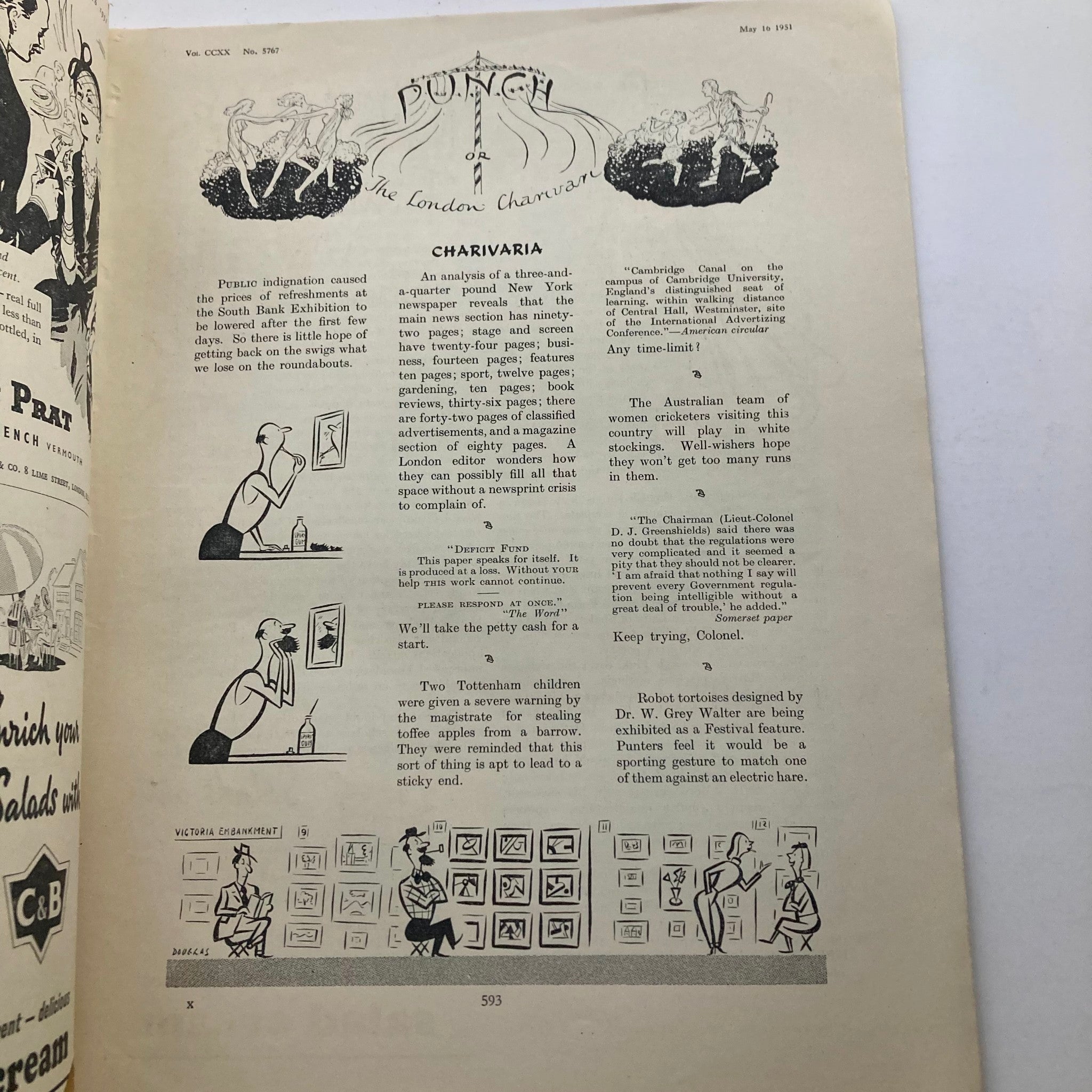 Punch Magazine May 16 1951 Vol 220 No. 5767 WWII Cartoon & Humour No Label