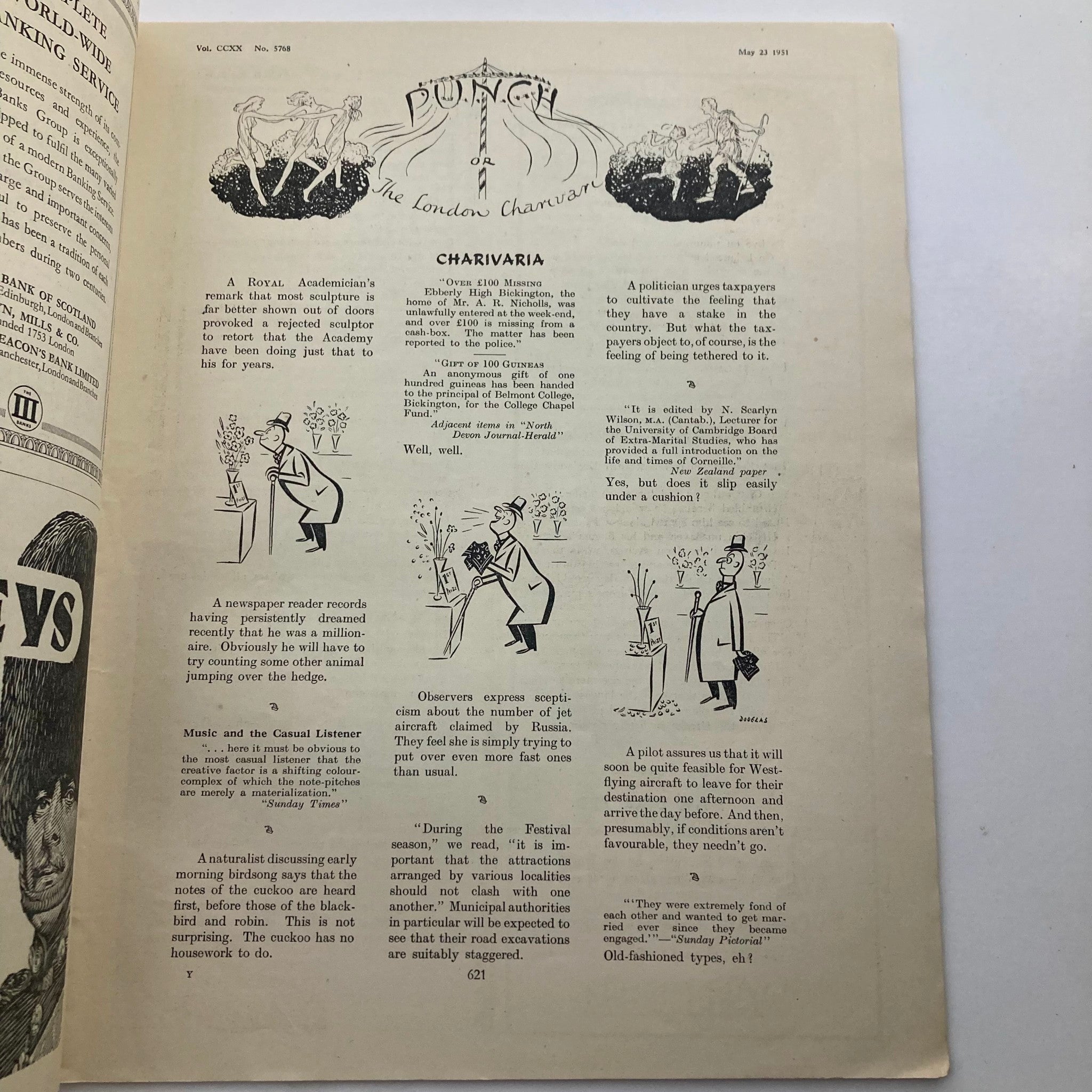 Punch Magazine May 23 1951 Vol 220 No. 5768 WWII Cartoon & Humour No Label