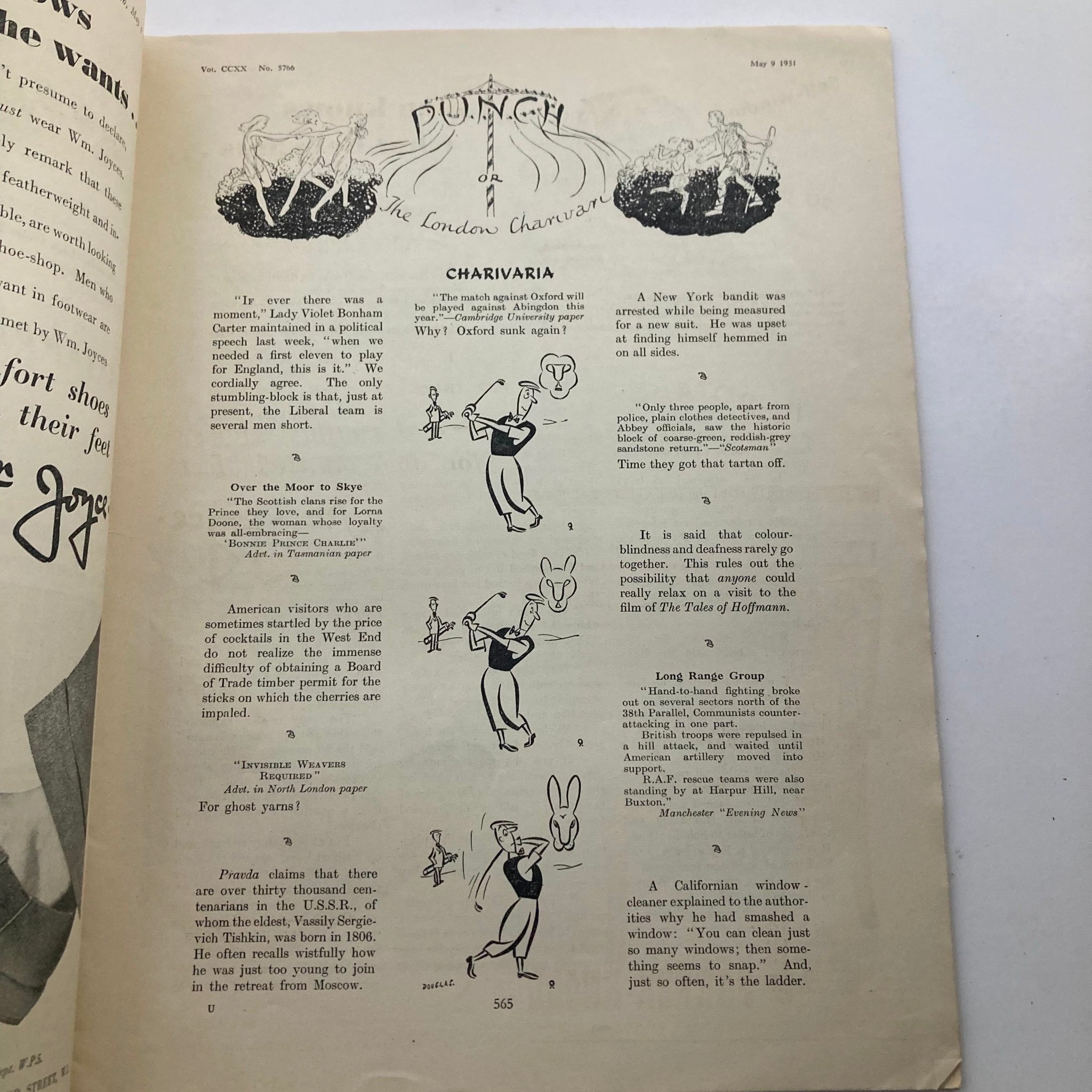 Punch Magazine May 9 1951 Vol 220 No. 5766 WWII Cartoon & Humour No Label