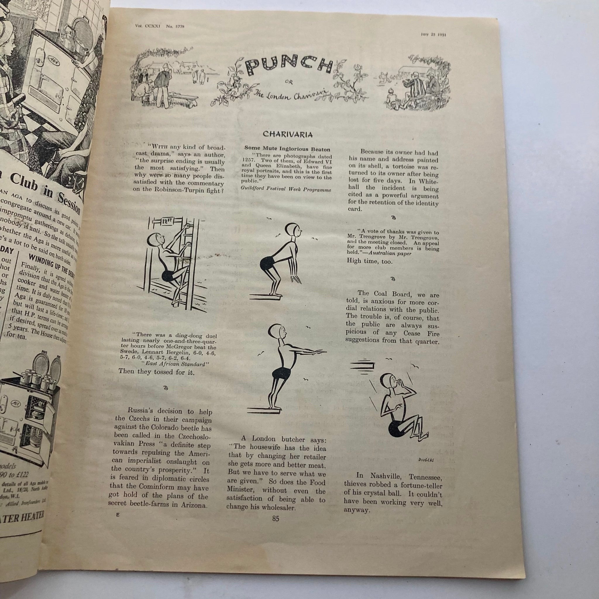 Punch Magazine July 25 1951 Vol 221 No. 5778 WWII Cartoon & Humour No Label