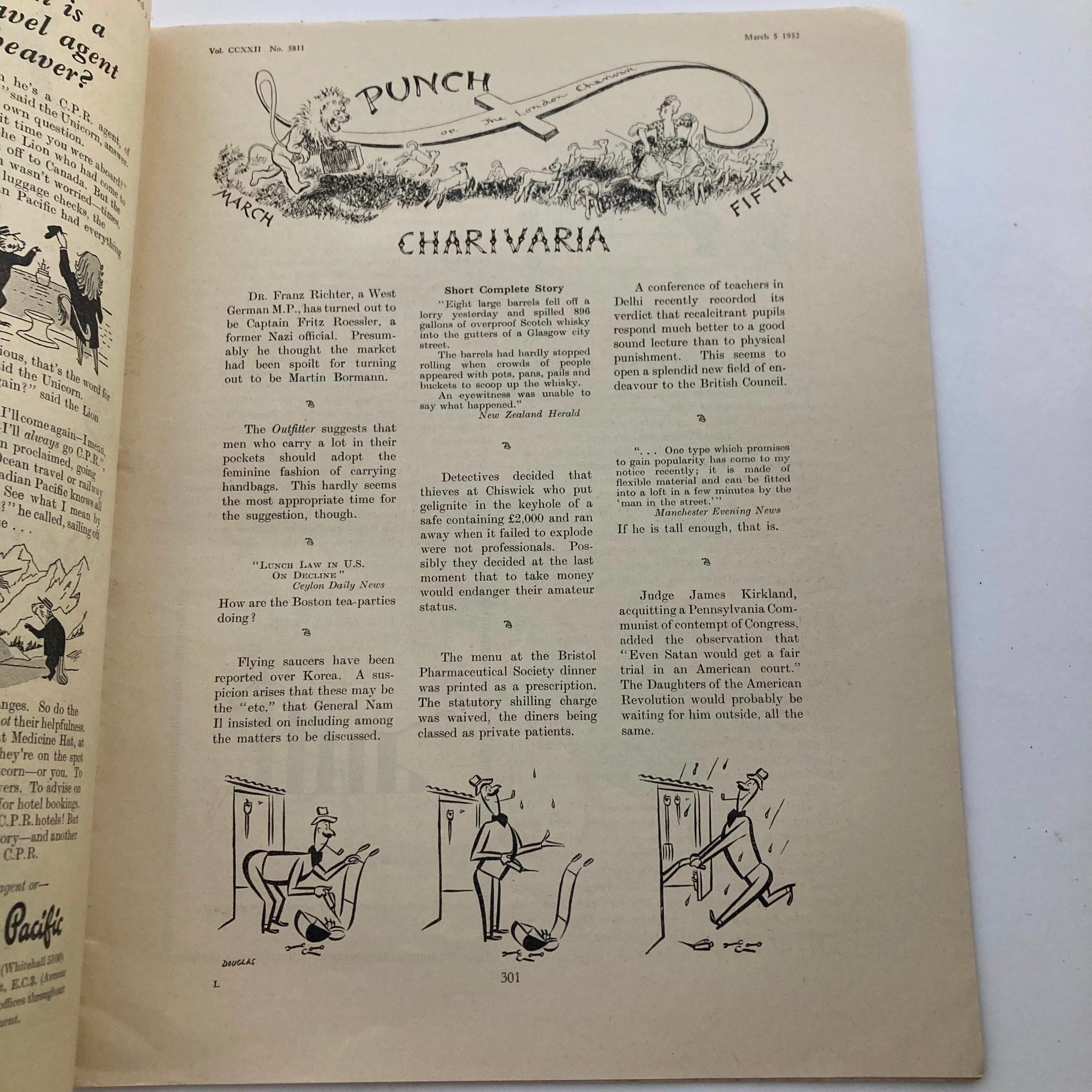 Punch Magazine March 5 1952 Vol 222 No. 5811 WWII Cartoon & Humour No Label