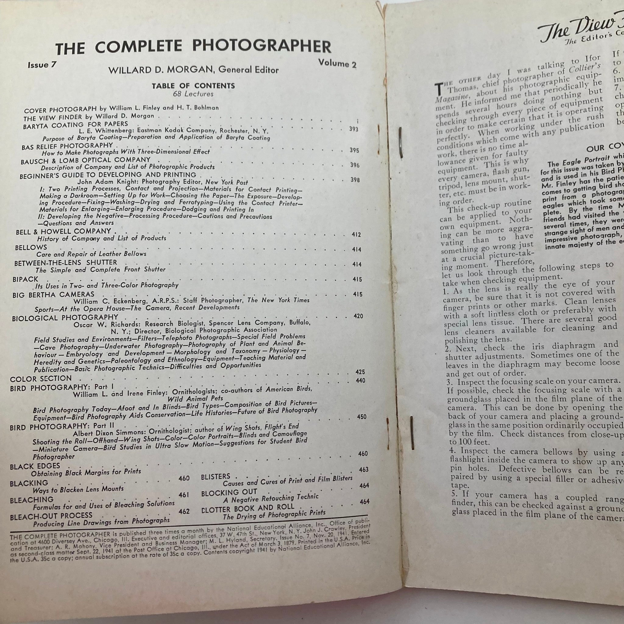 The Complete Photographer Magazine November 20 1941 Bird Photography No Label