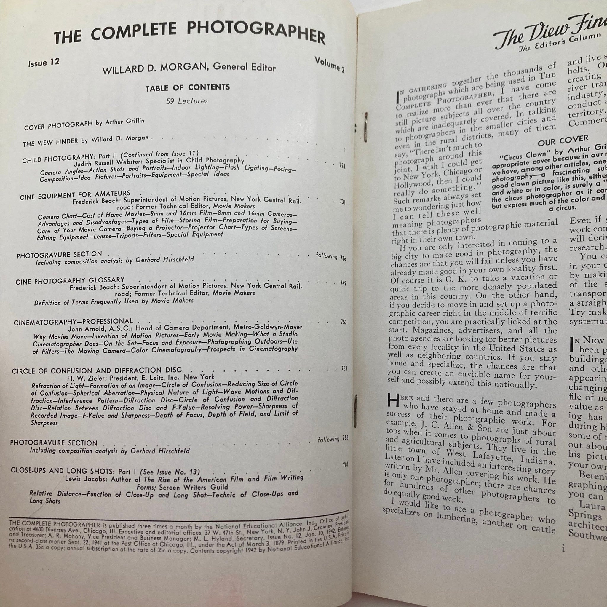 The Complete Photographer Magazine January 10 1942 Close-Ups Long Shots No Label