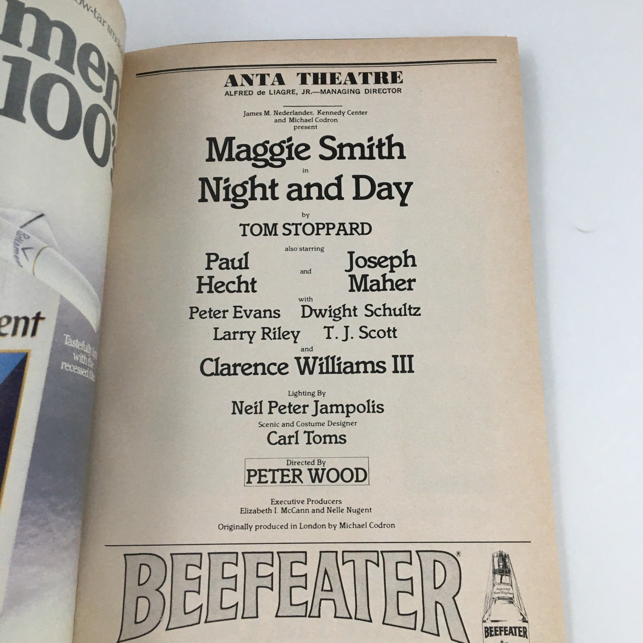 1980 Playbill Anta Theatre 'Night and Day' Maggie Smith, Larr Riley, T.J. Scott