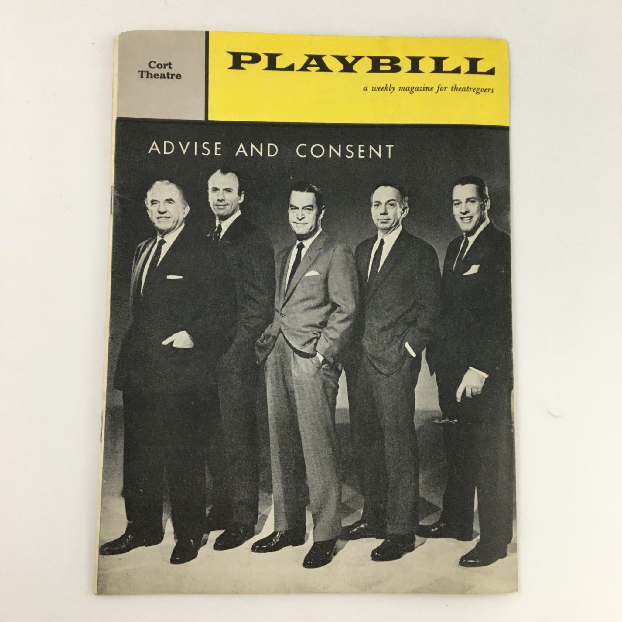 1961 Playbill Cort Theatre 'Advise and Consent' Richard Killey, Kevin McCarthy