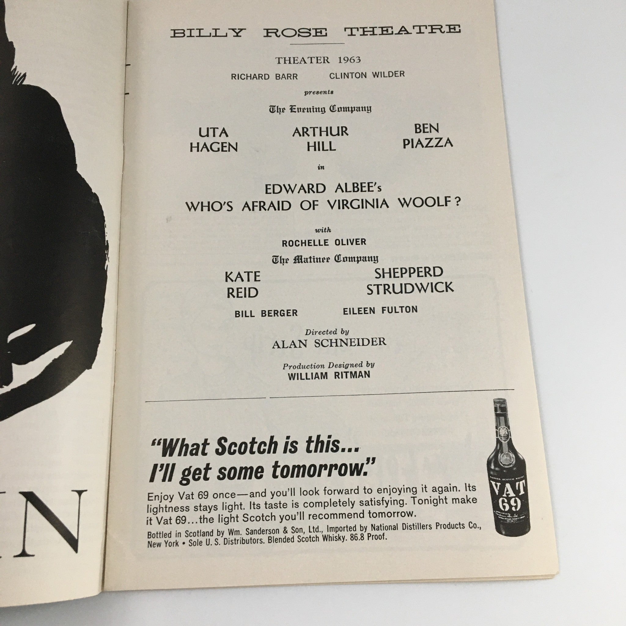 1963 Playbill Billy Rose Theatre 'Who's Afraid of Virginia Woolf?' Kate Reid