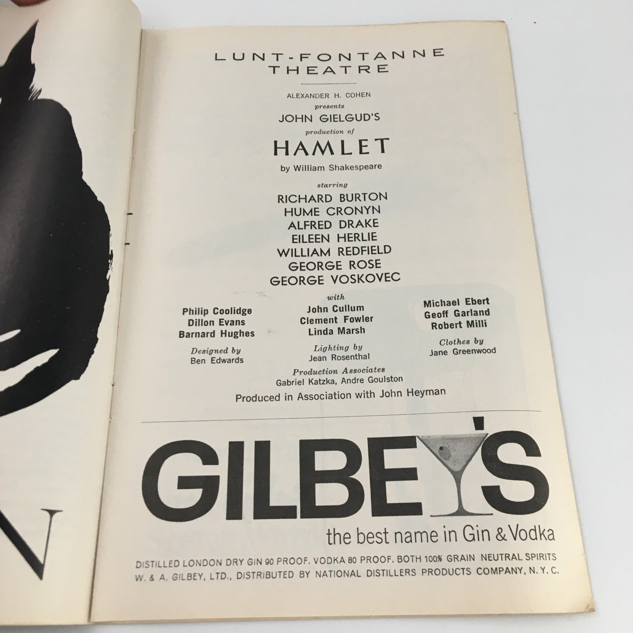 1964 Playbill Lunt-Fontanne Theatre 'Hamlet' Richard Burton, Hume Cronyn