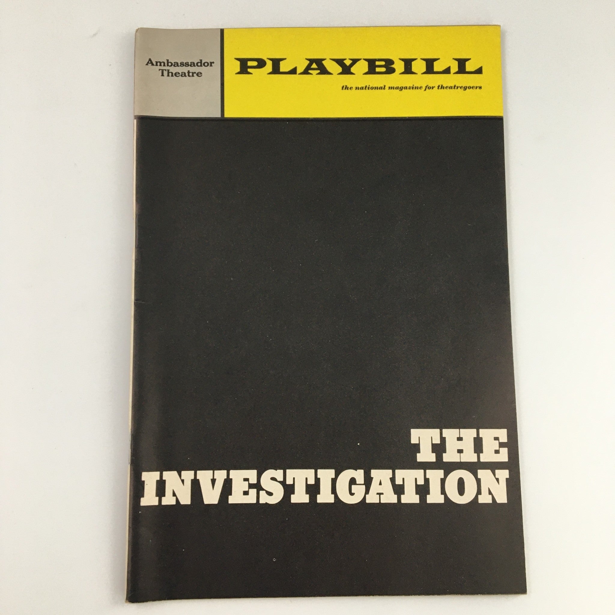 1966 Playbill Ambassador Theatre 'The Investigation' Russell Baker, Tom Gorman