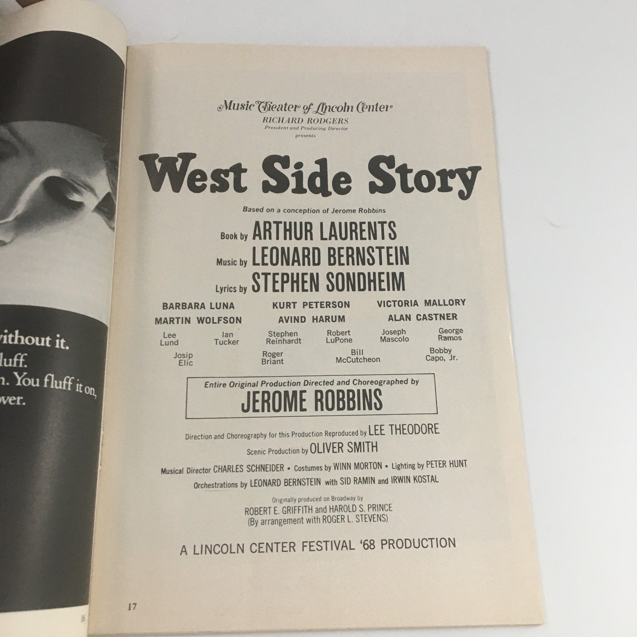 1968 New York State Theater 'West Side Story' Barbara Luna, Kurt Peterson