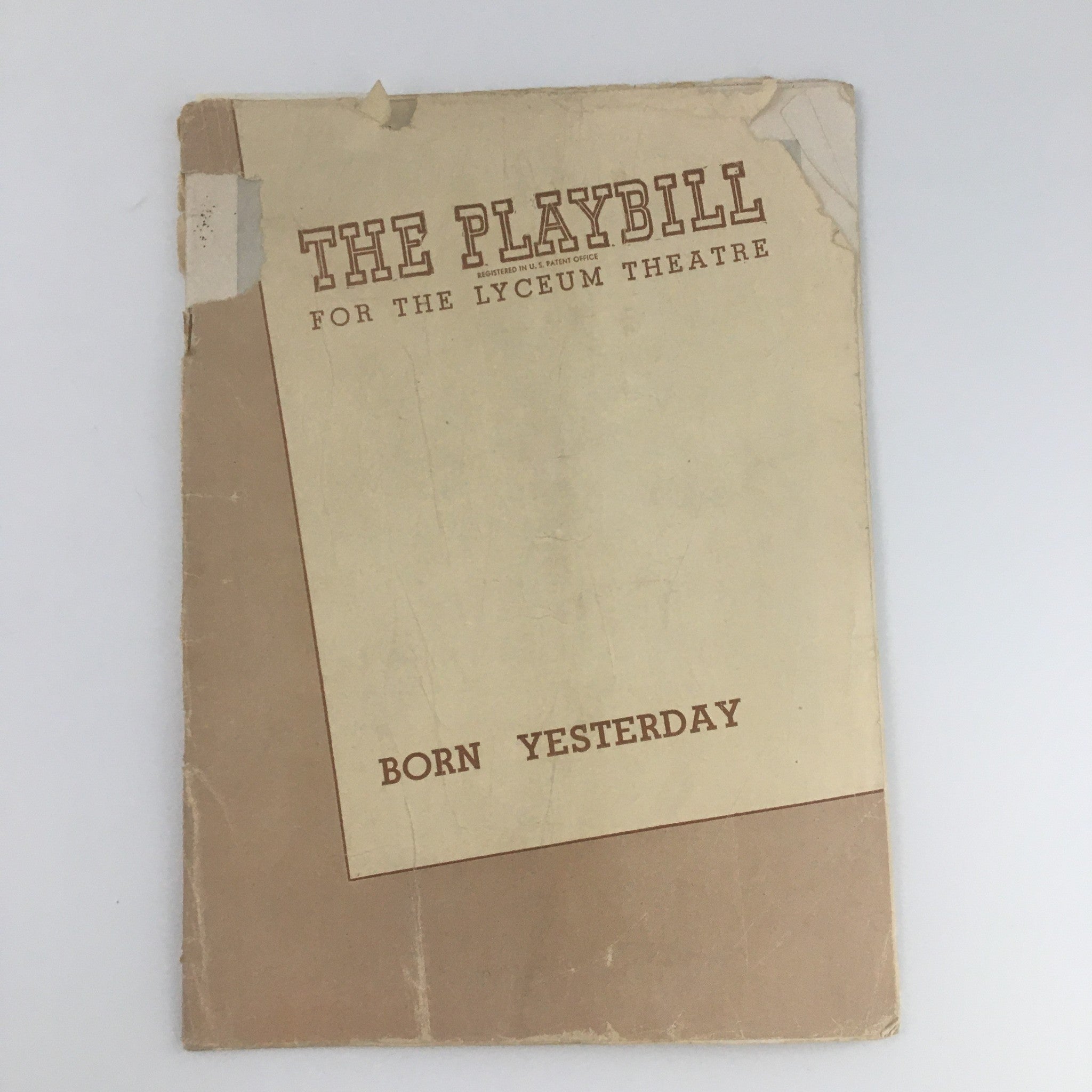 1947 Playbill Lyceum Theatre 'Born Yesterday' Ellen Hall, Laurence Hugo