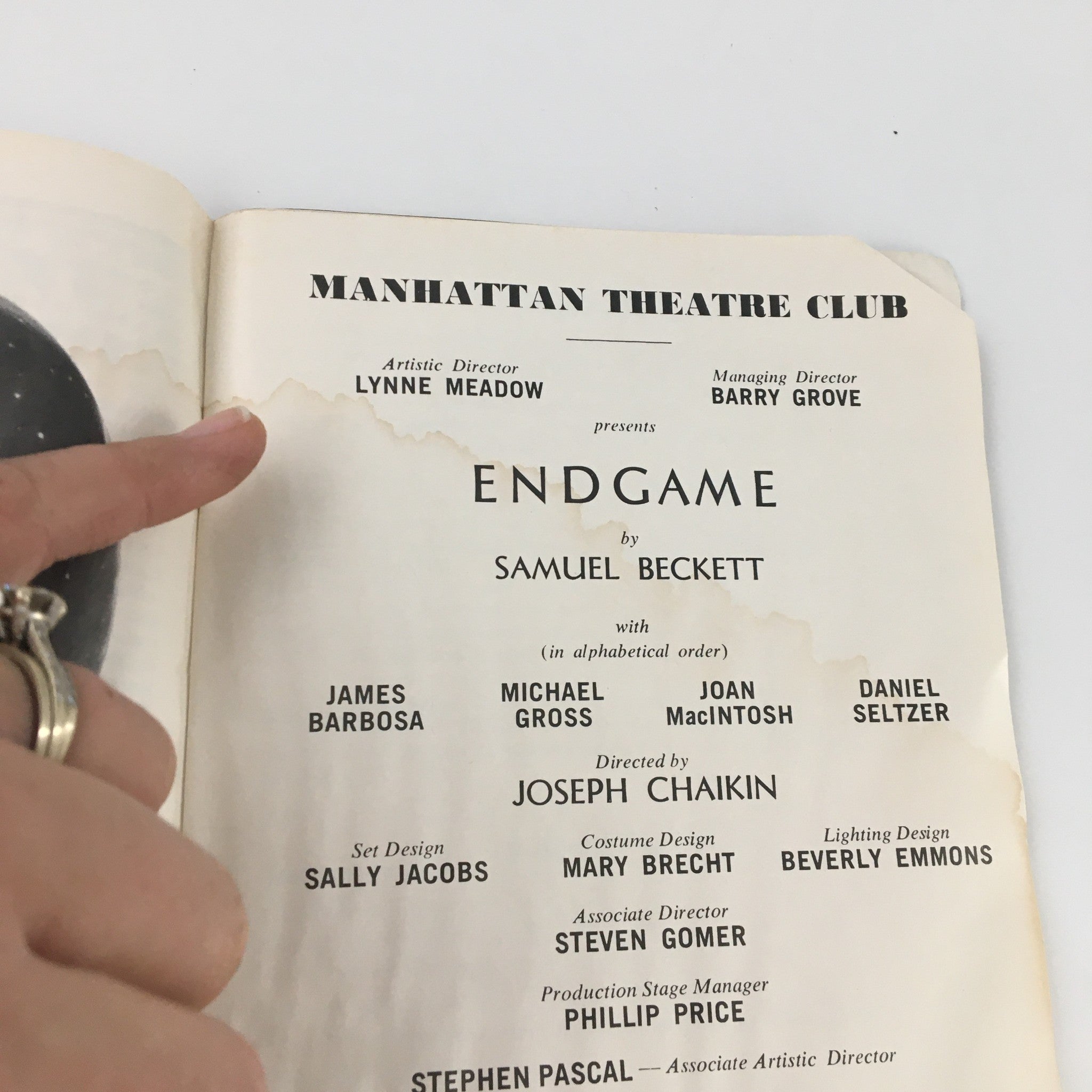 1980 Showbill Manhattan Theatre Club 'Endgame' James Barbosa, Michael Gross