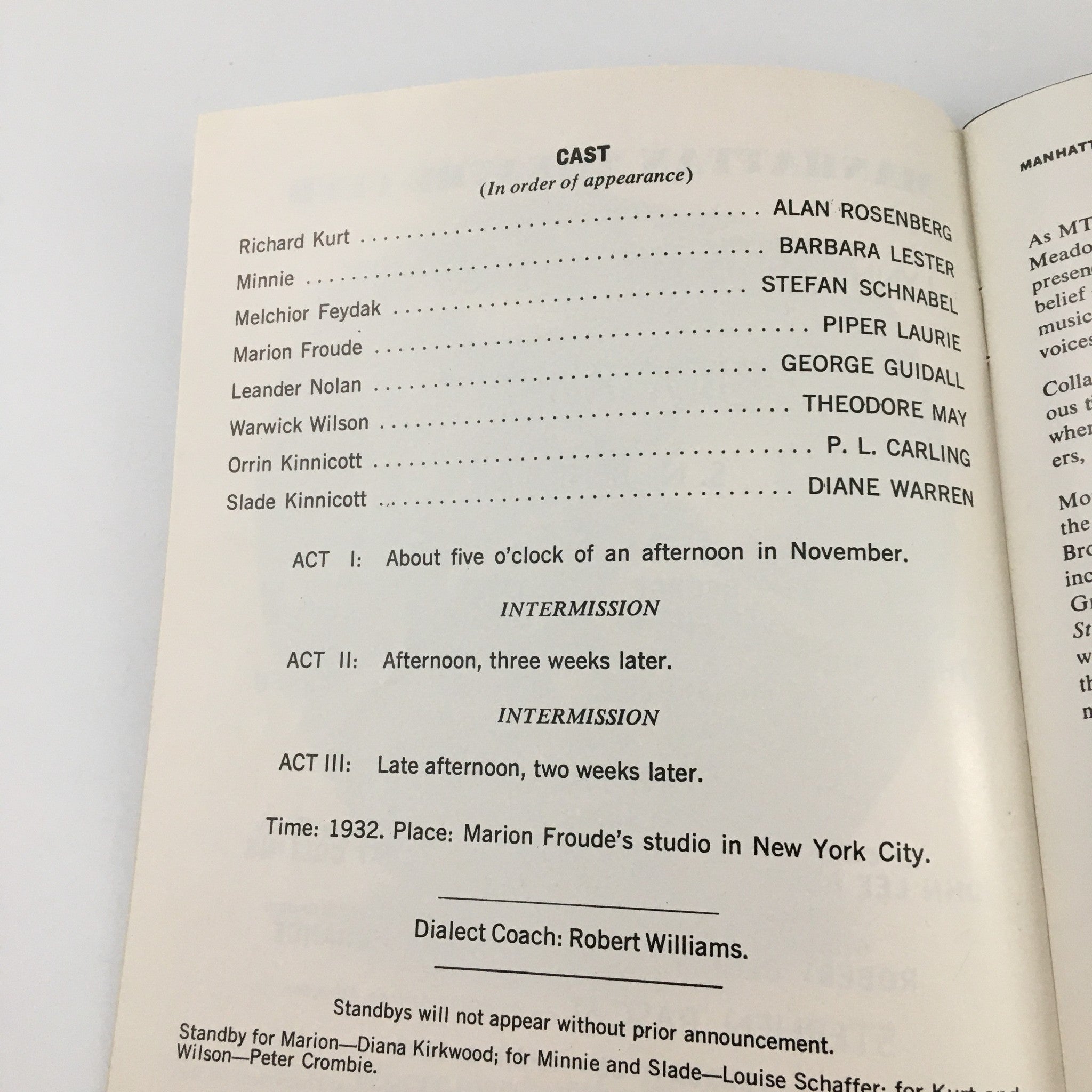 1980 Showbill Manhattan Theatre Club 'Biography' P.L. Carling, George Guidall