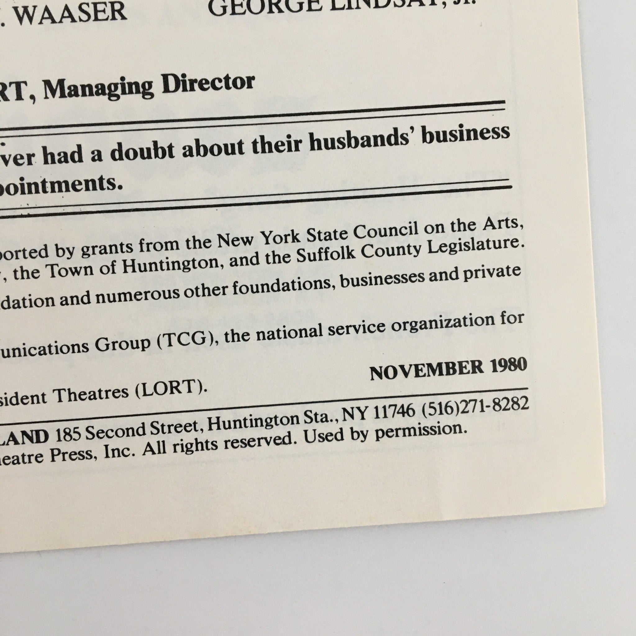 1980 Playbill PAF Playhouse 'The Happy Hunter' Walter Atamaniuk, Marc Tantillo