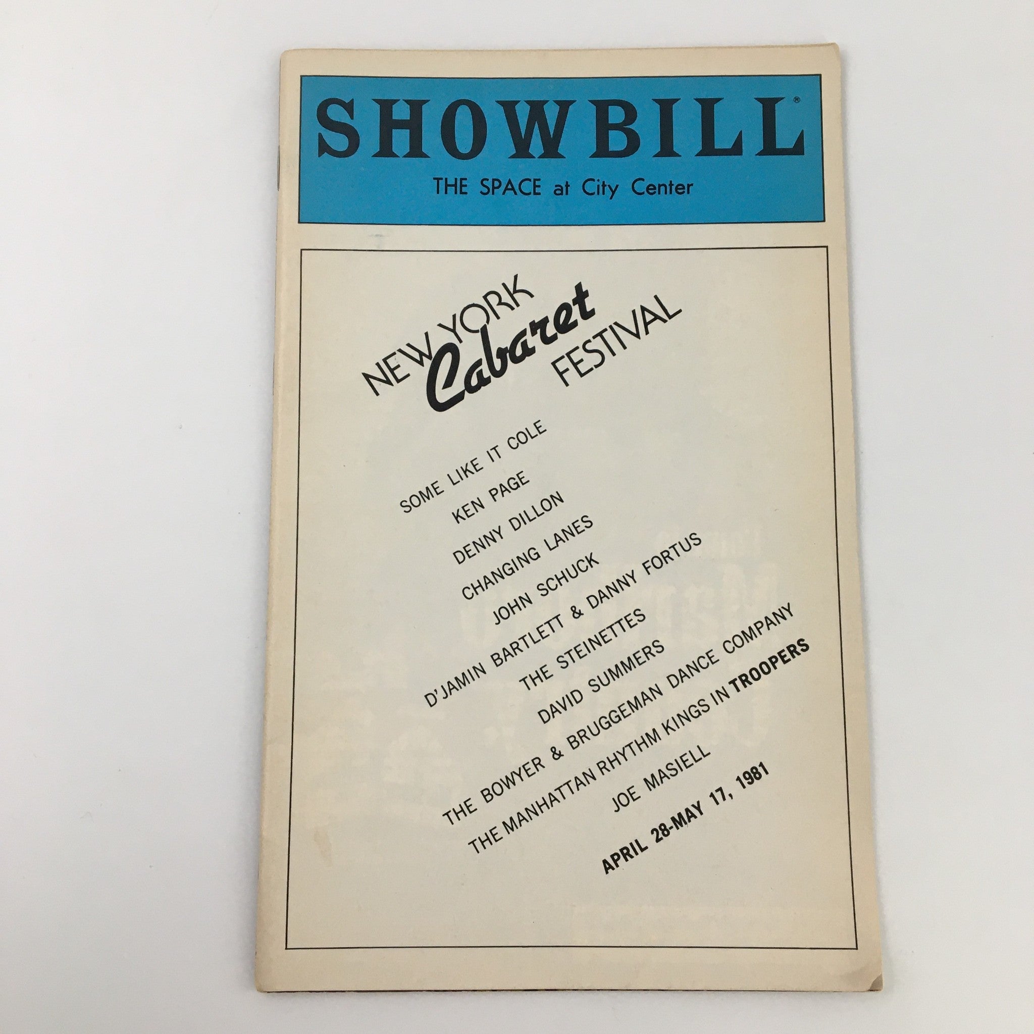 1981 Showbill New York Cabaret Festival 'Some Like It Cole' Cindy Benson