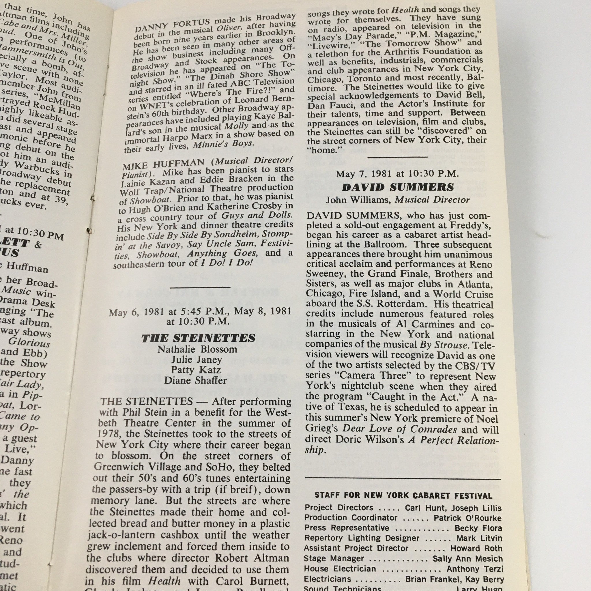 1981 Showbill New York Cabaret Festival 'Some Like It Cole' Cindy Benson