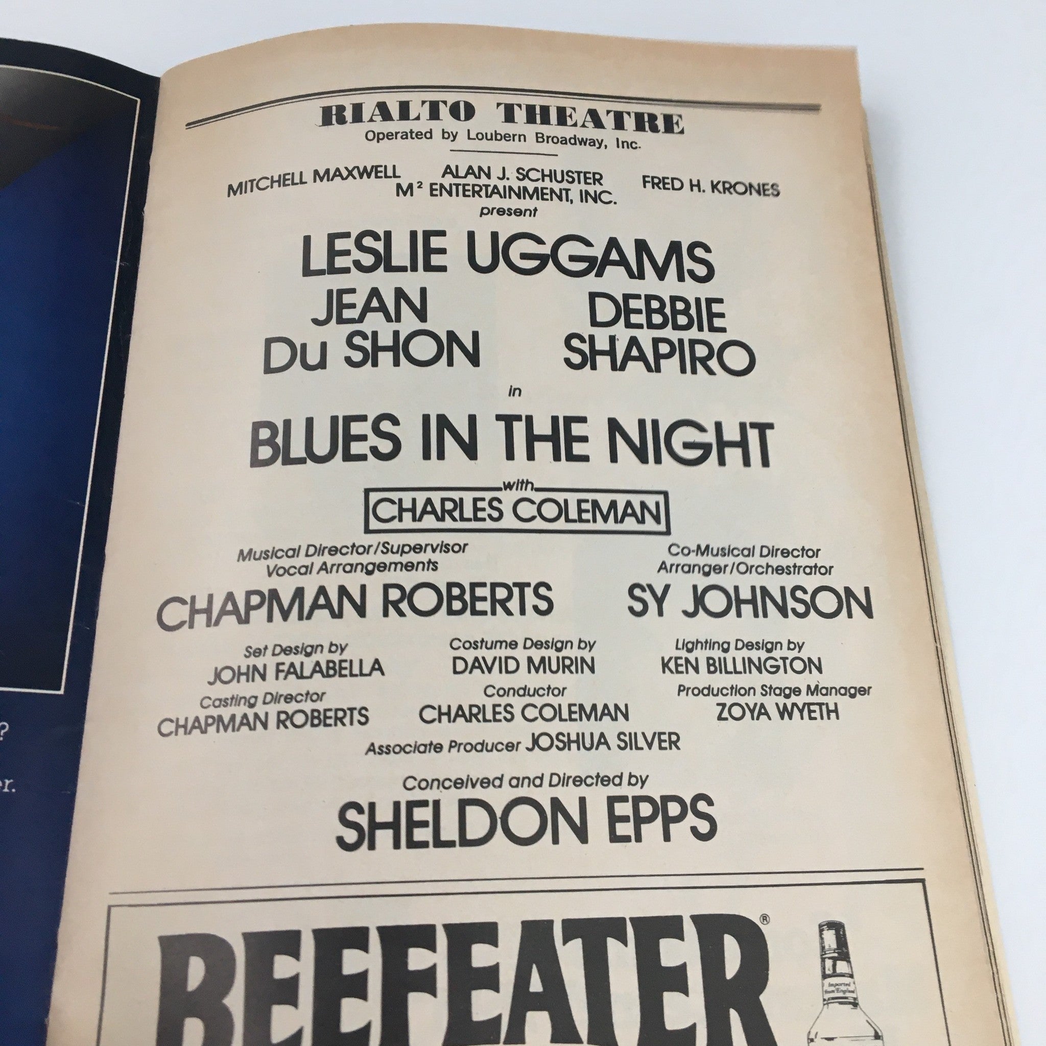 1982 Playbill Rialto Theatre 'Blue in the Night' Leslie Uggams, Jean Du Shon