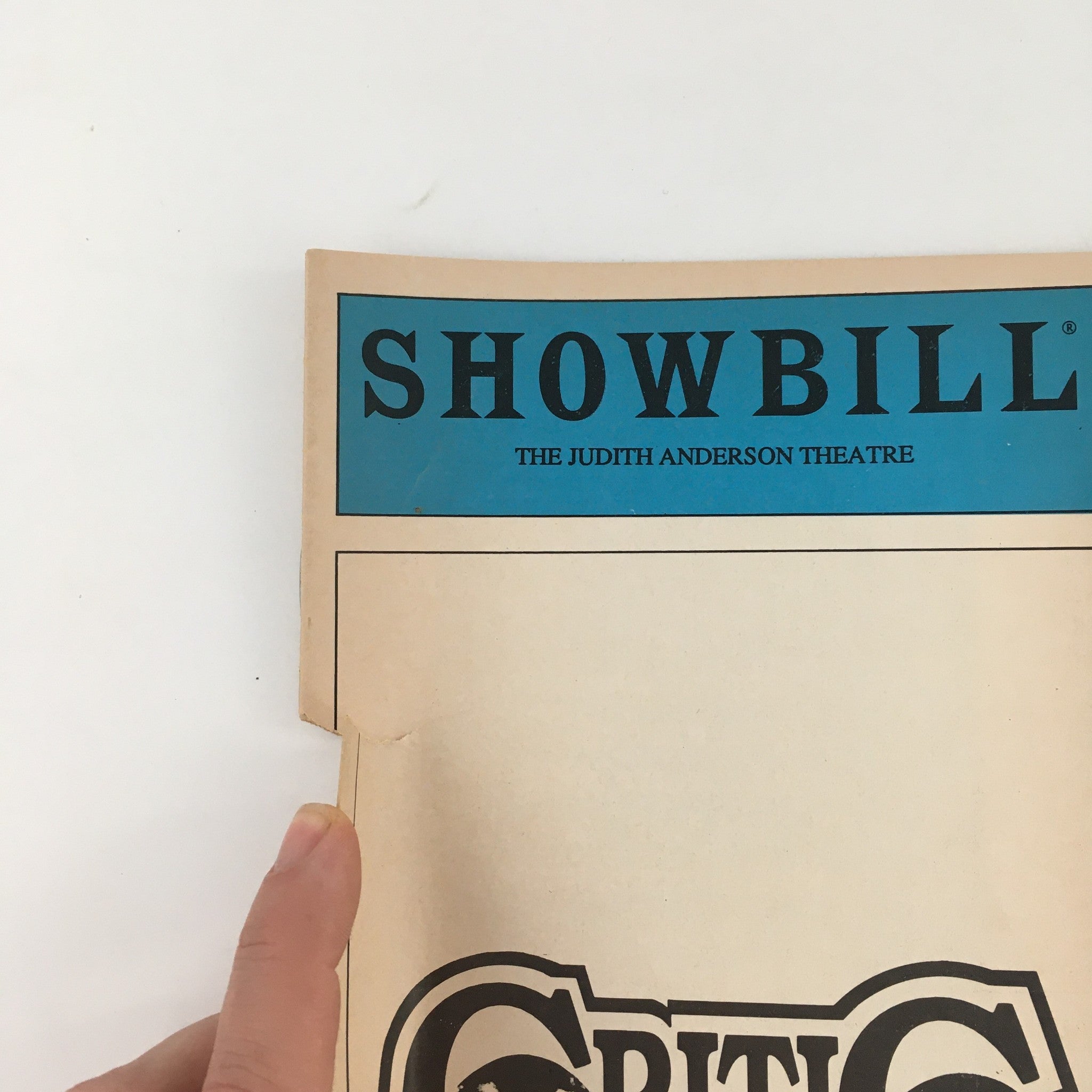 1988 Showbill The Judith Anderson Theatre 'Critic' John Fantasia, Corey Taylor