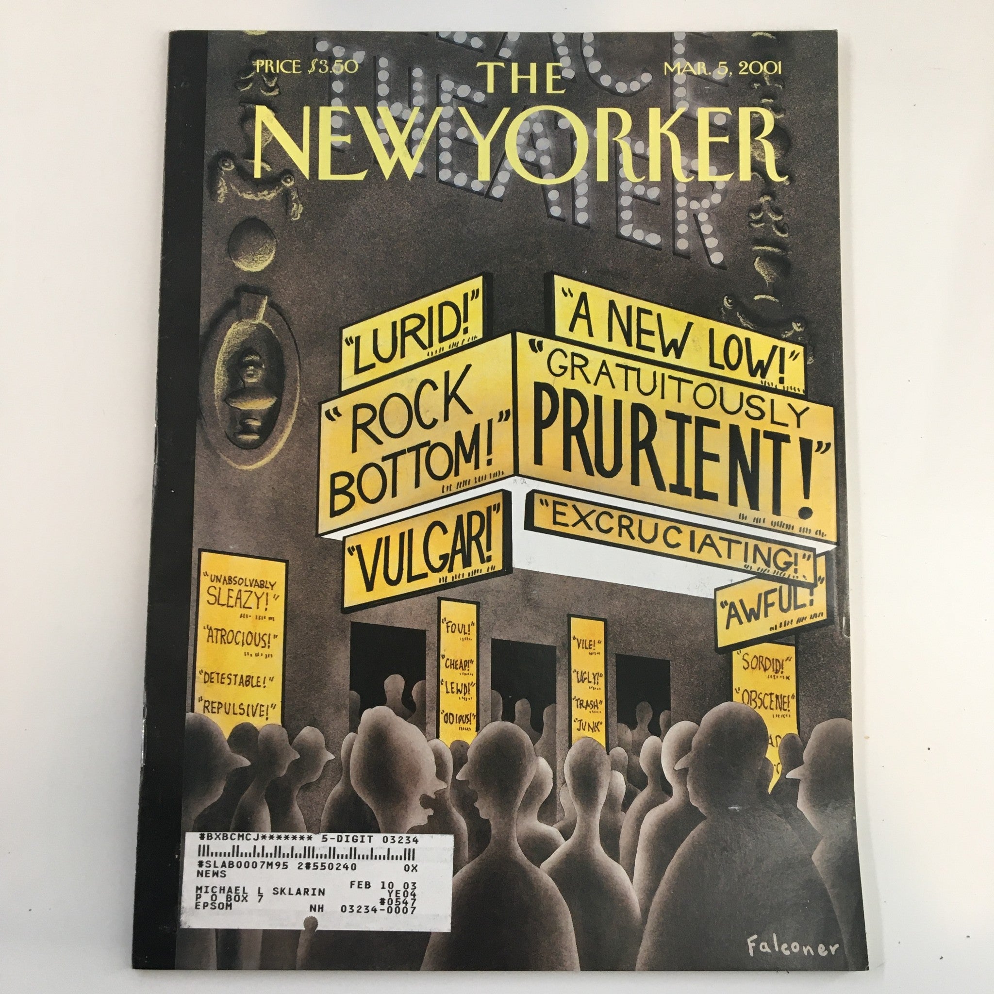 The New Yorker Full Magazine March 5 2001 A New Low by Ian Falconer