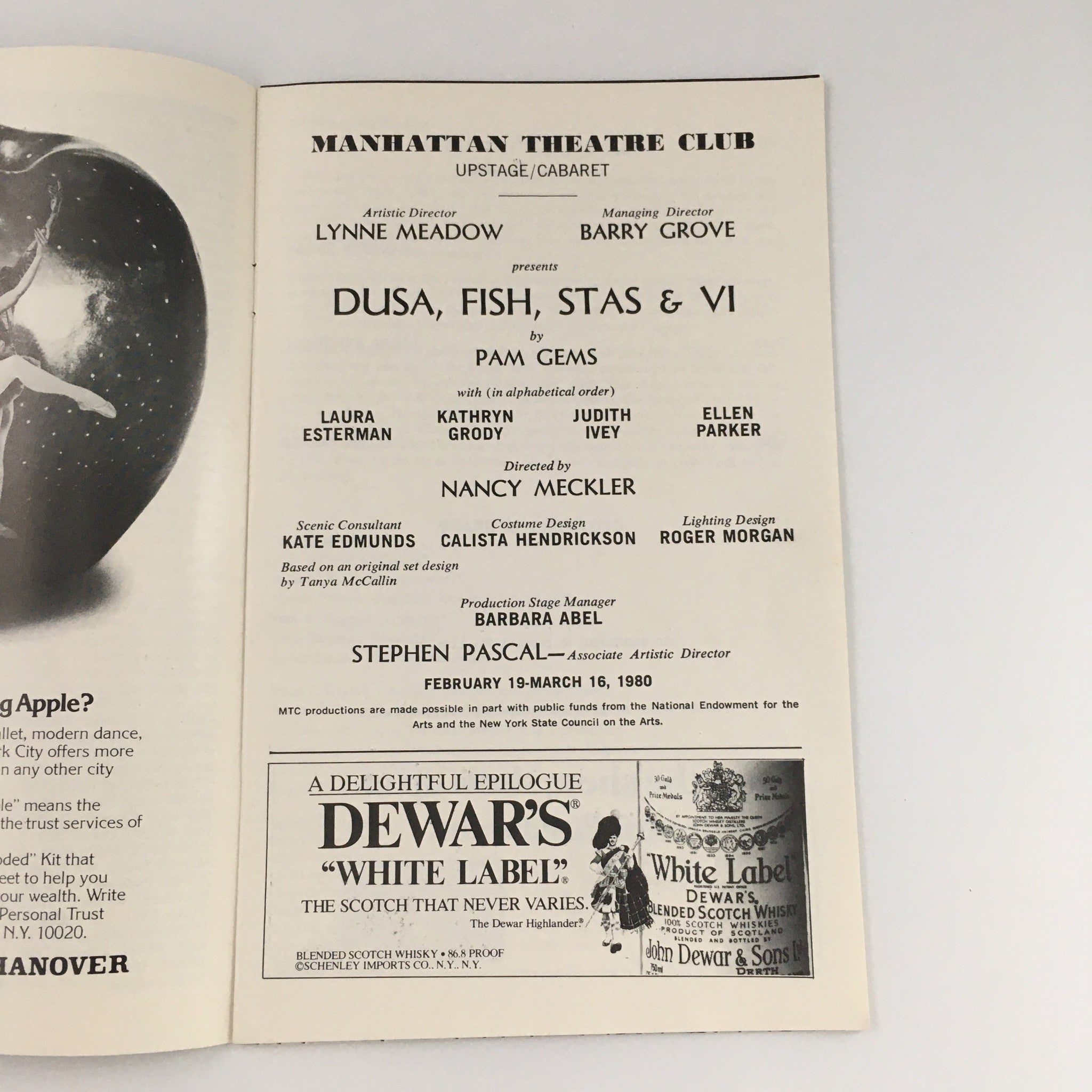 1980 Showbill Manhattan Theatre Club 'Dusa, Fish, Stas & Vi' Laura Esterman