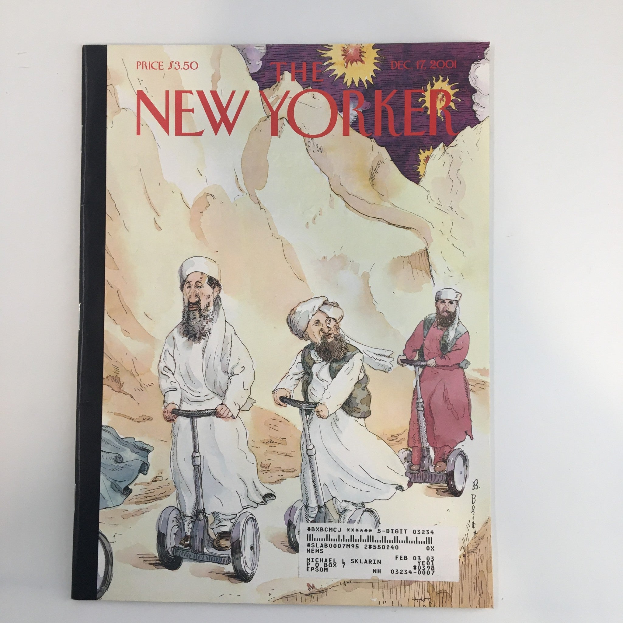 The New Yorker Full Magazine December 17 2001 The Low Road by Barry Blitt VG