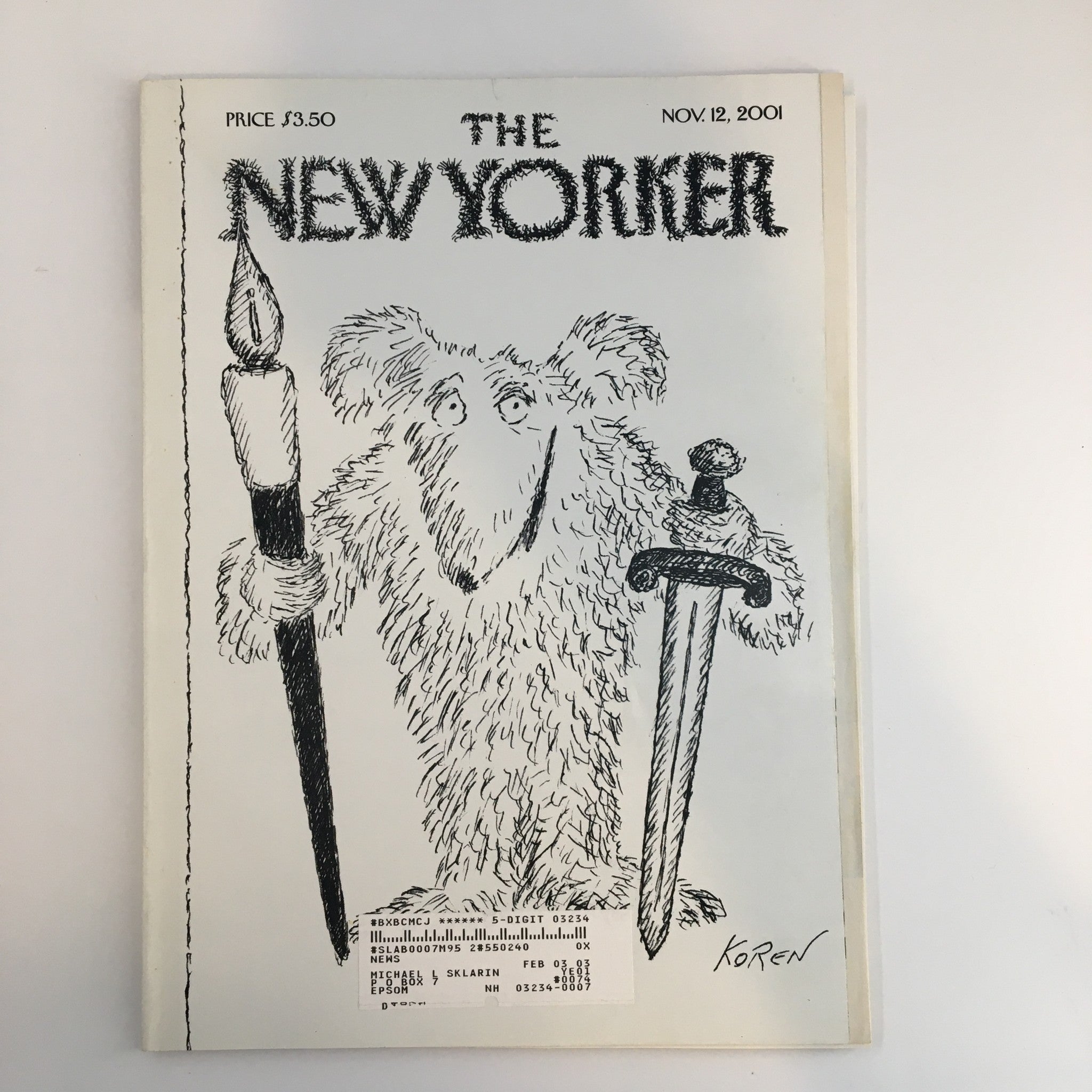 The New Yorker Full Magazine November 12 2001 Best Offense by Edward Koren VG