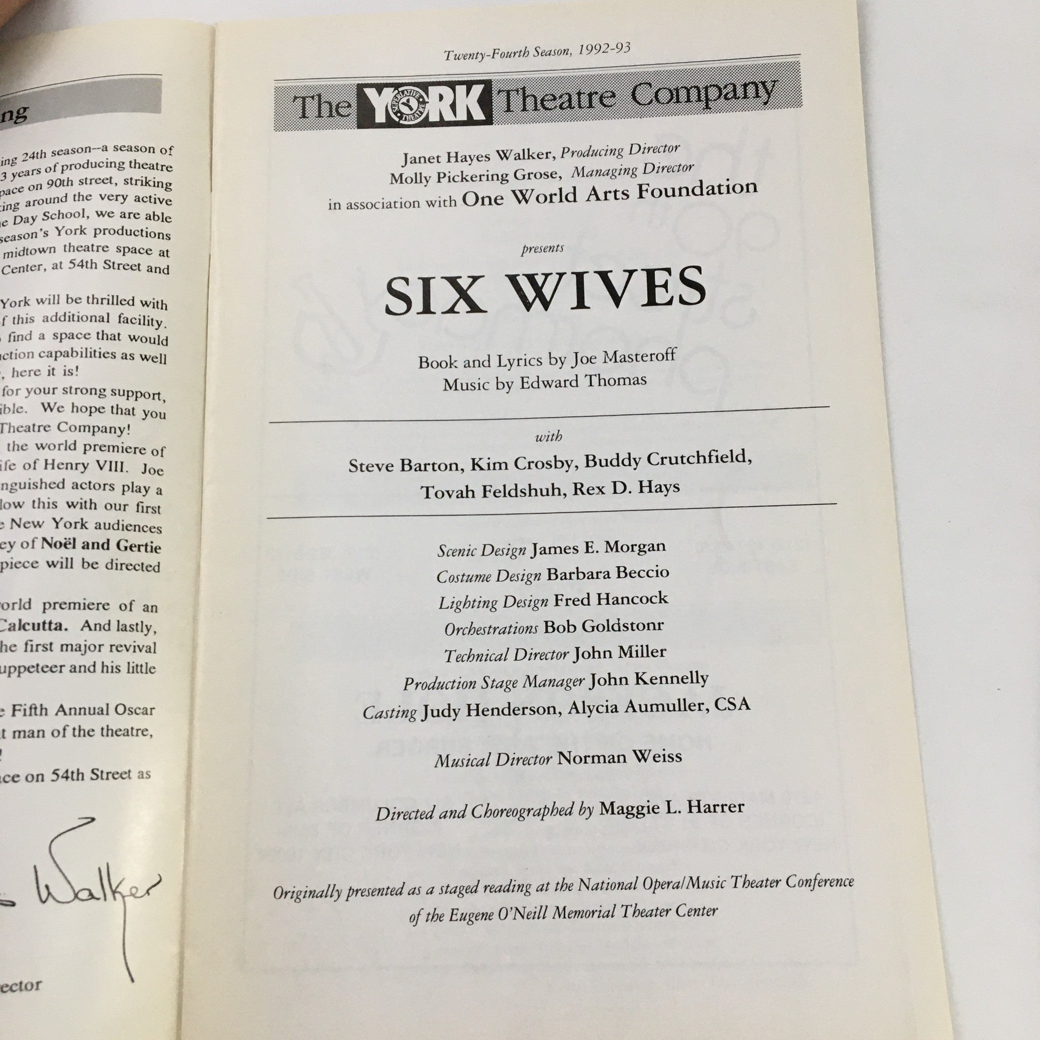 1993 The York Theatre Company 'Six Wives' Steve Barton, Kim Crosby, Rex D. Hays