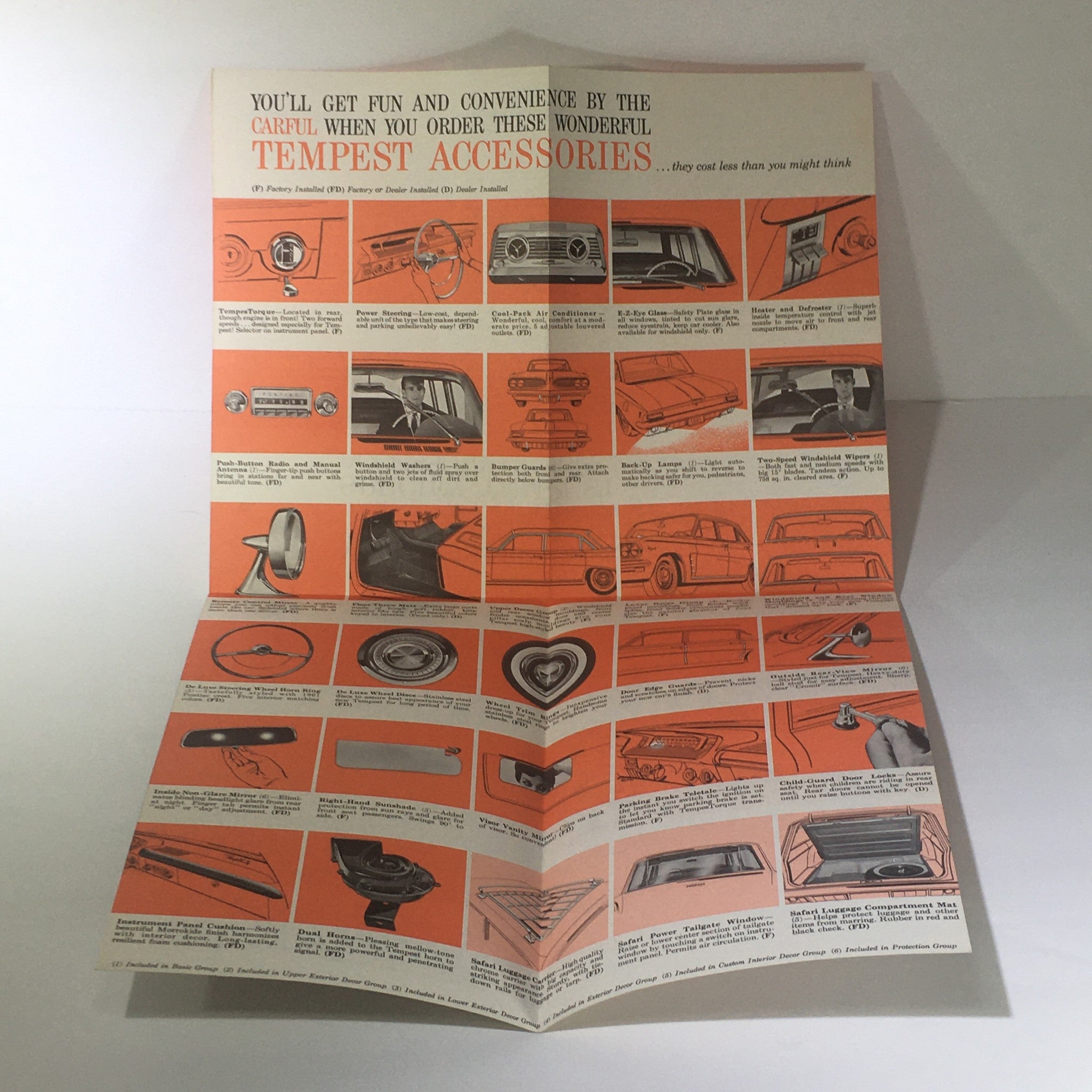 Vintage 1961 Full Line Accessories for Pontiac Tempest Car Catalog Brochure