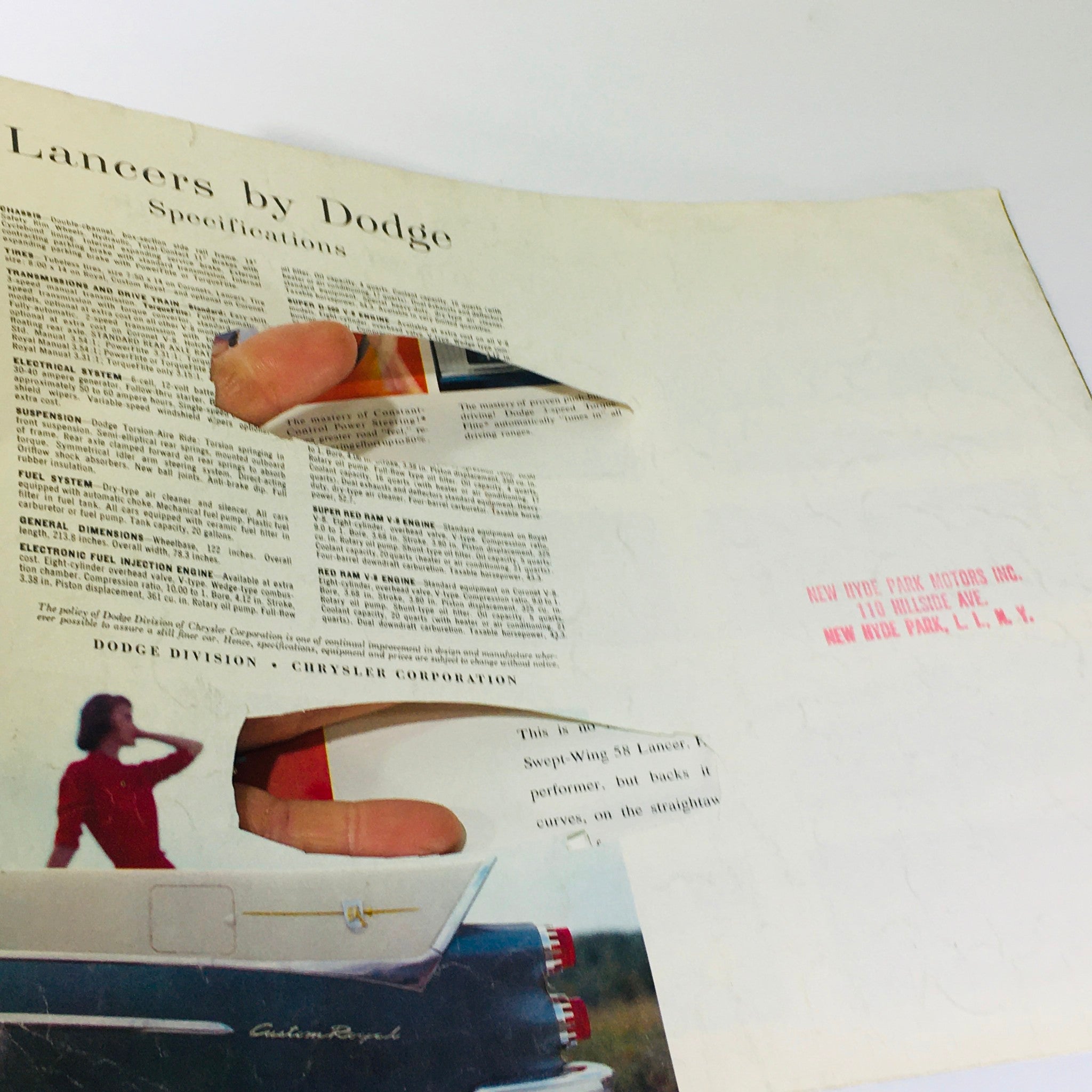 Vintage Swept-Wing 58 Lancers by Dodge 2-Door Convertible V-6 Sedan Car Catalog