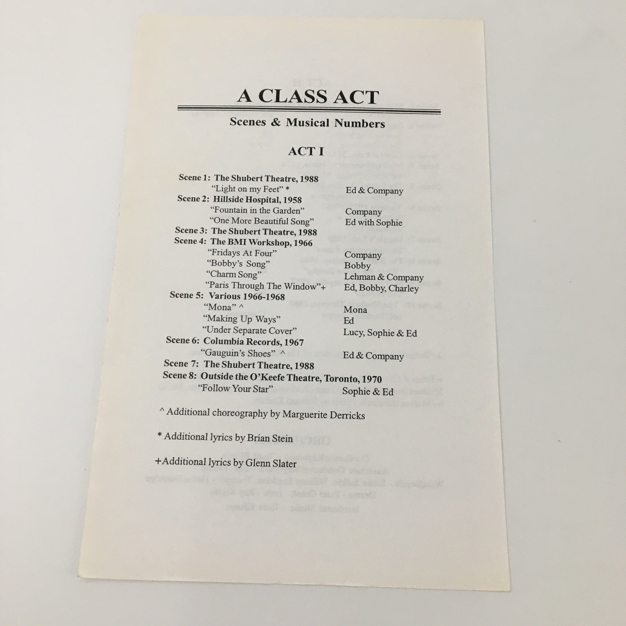 2000 Playbill Manhattan Theatre Club 'A Class Act' Nancy Kathryn Anderson