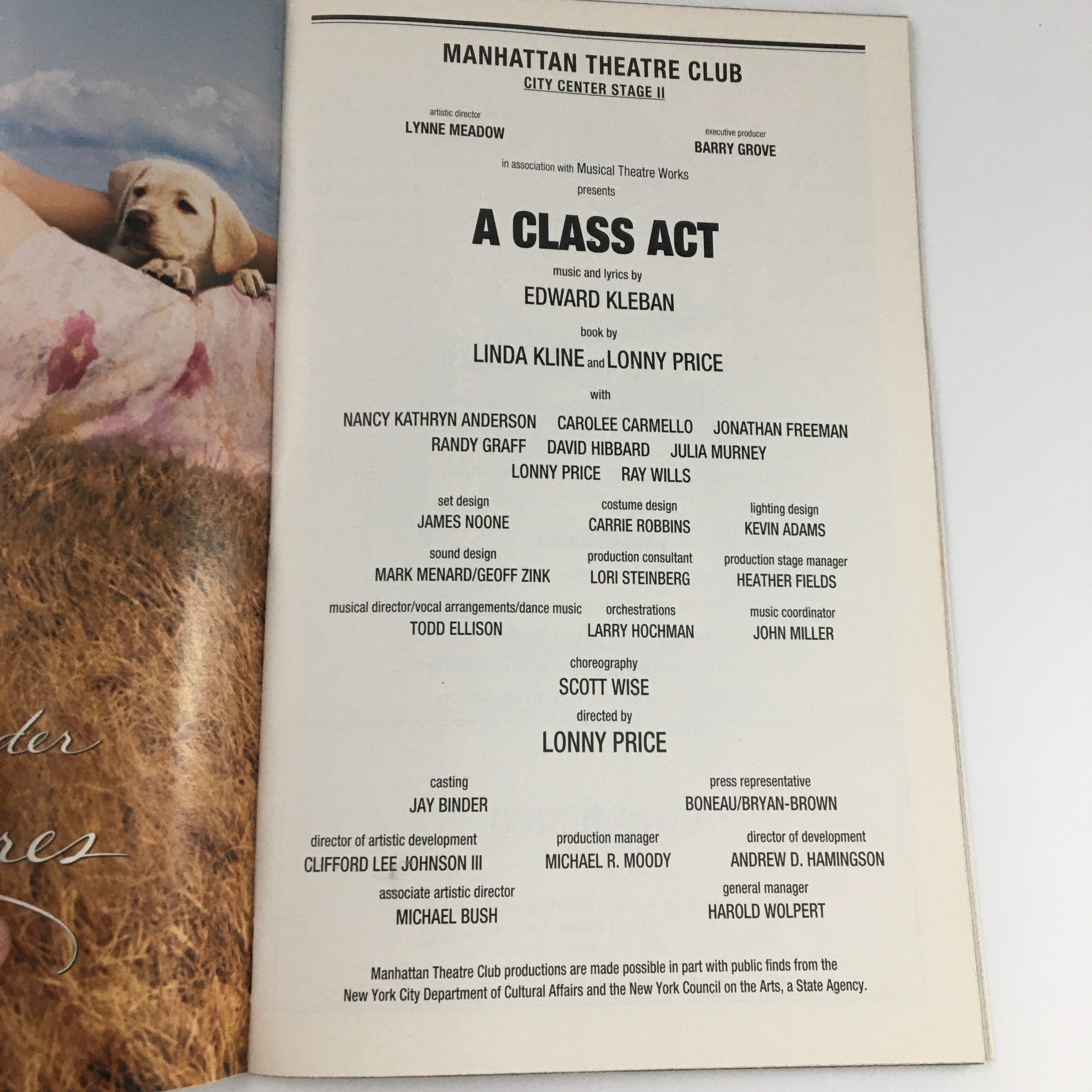 2000 Playbill Manhattan Theatre Club 'A Class Act' Nancy Kathryn Anderson