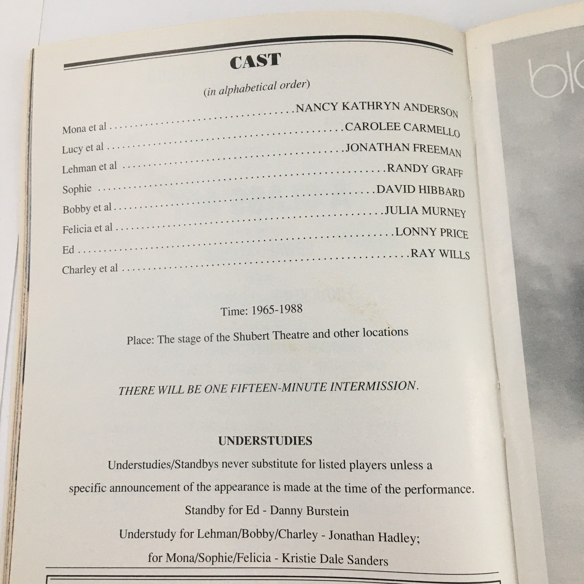 2000 Playbill Manhattan Theatre Club 'A Class Act' Nancy Kathryn Anderson