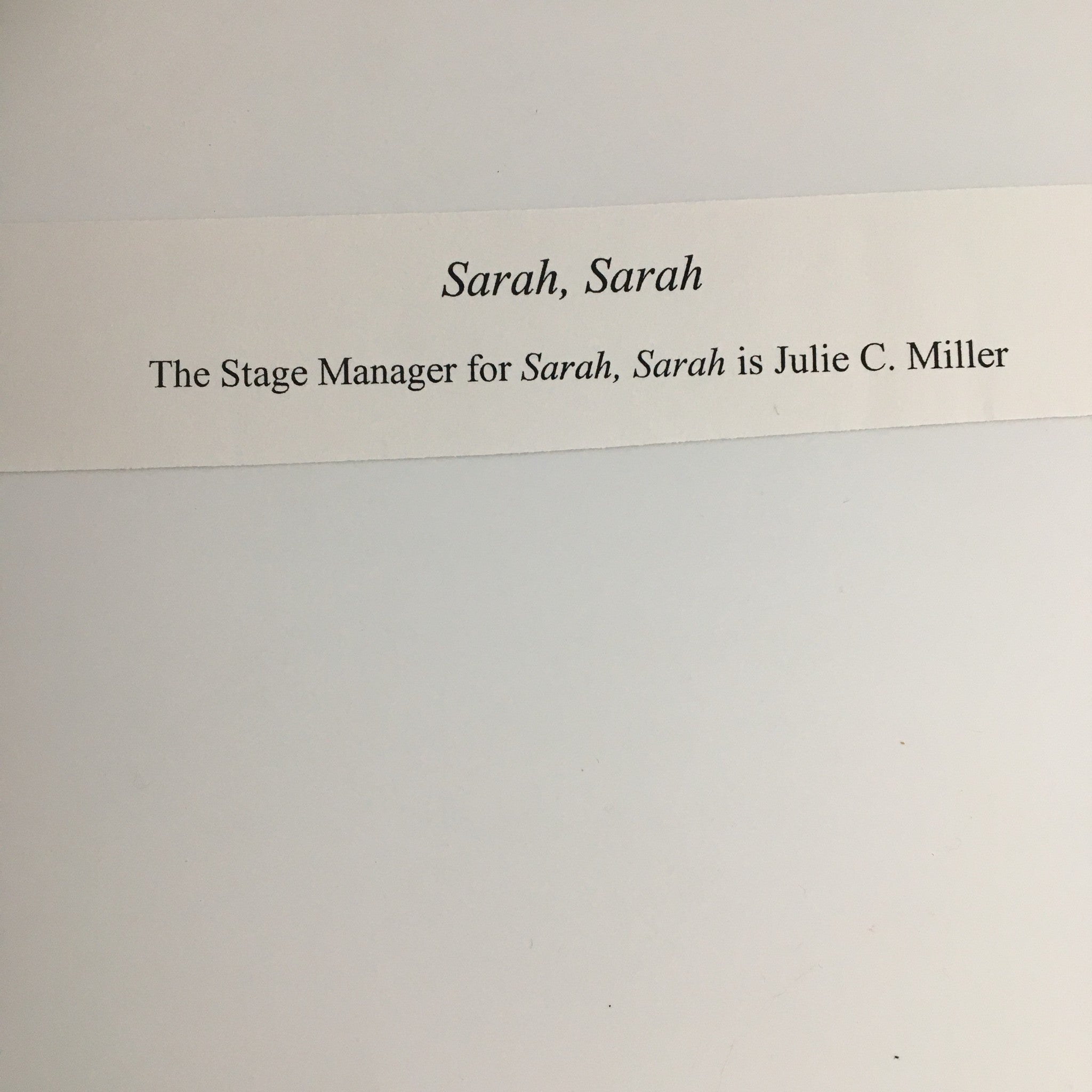 2004 Playbill Manhattan Theatre Club 'Sarah, Sarah' Andrew Katz, Lori Prince