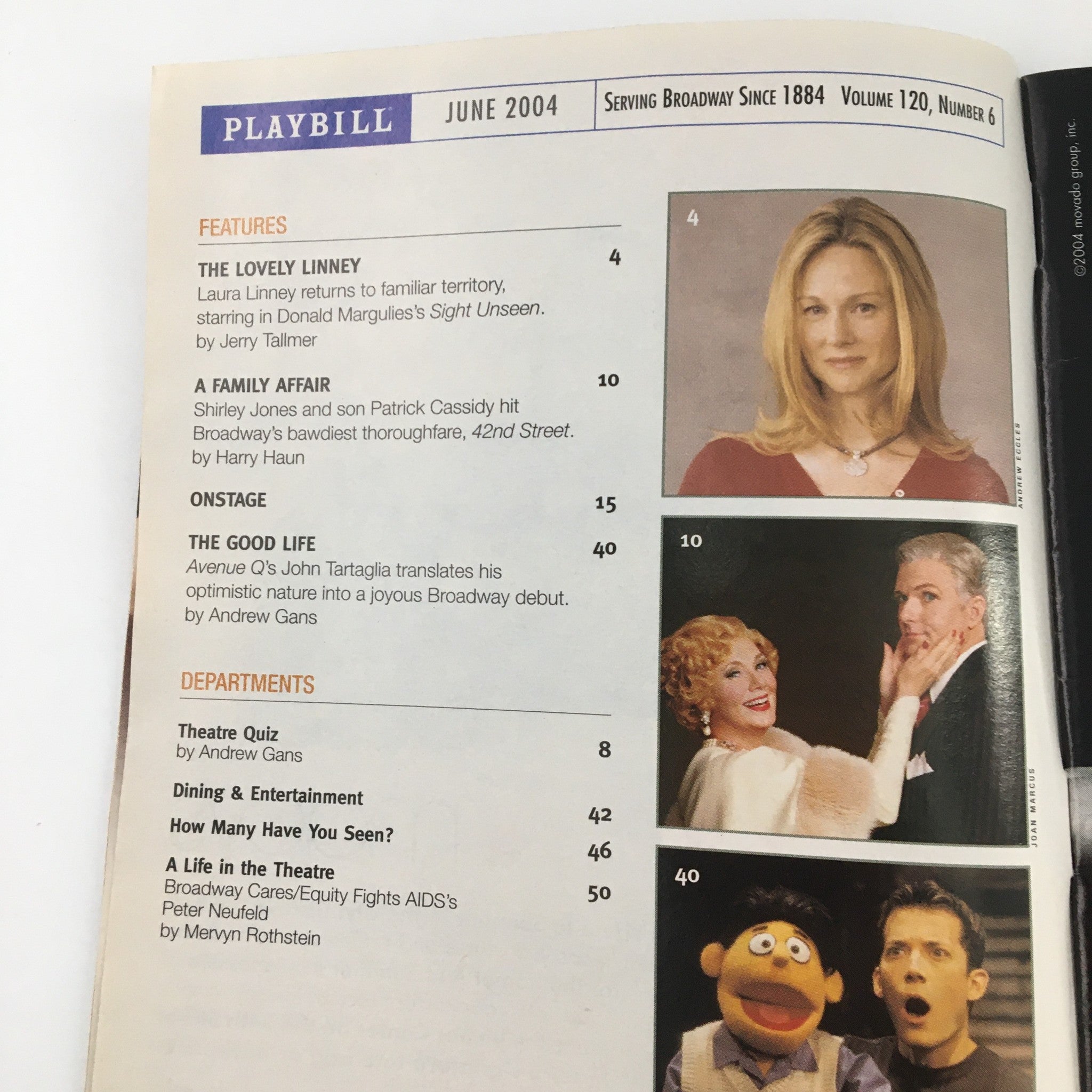 Inside page of the 2004 Playbill for 'Address Unknown' showcasing features and details of the June 2004 edition, a vital resource for theatre enthusiasts.
