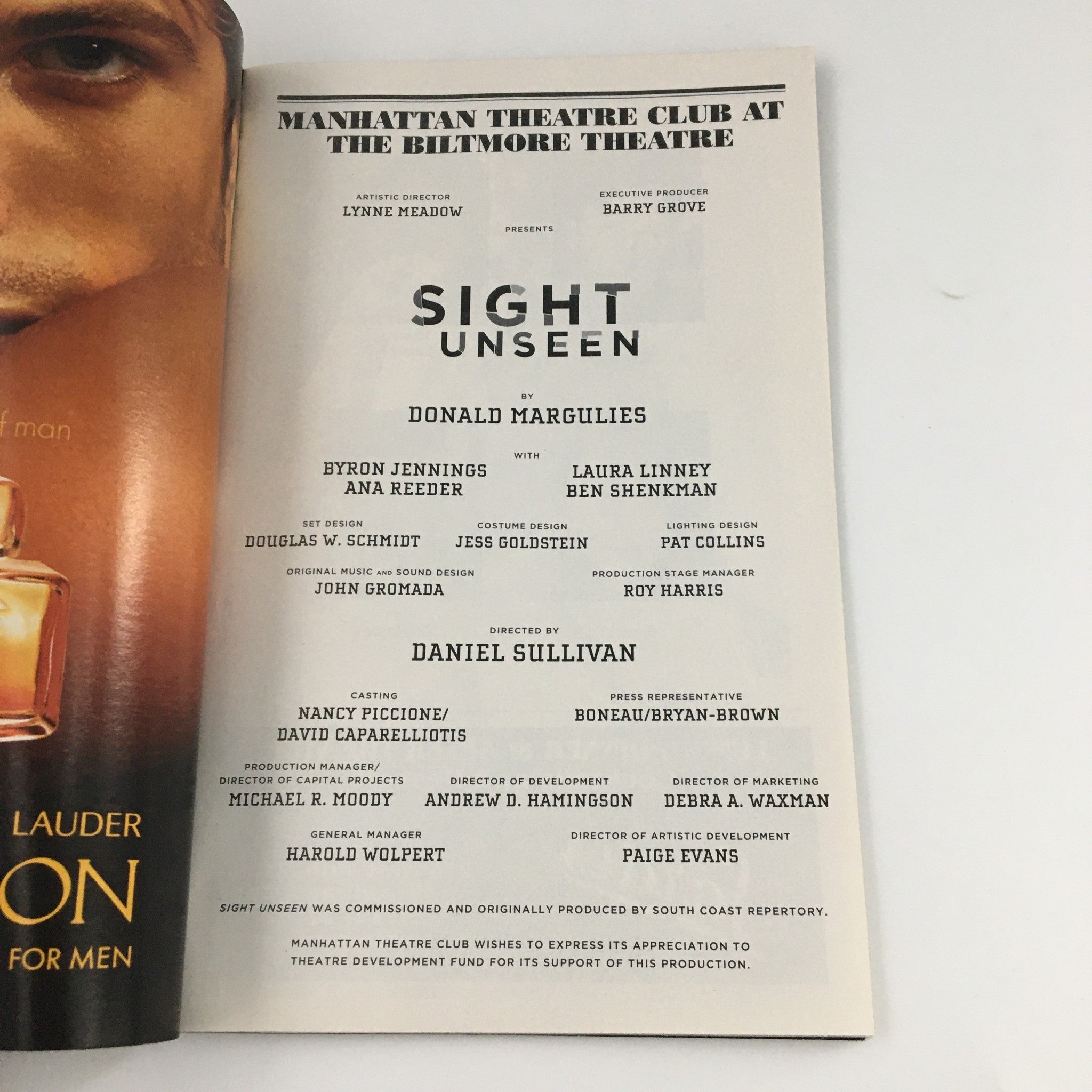 2004 Playbill The Biltmore Theatre 'Sight Unseen' Byron Jennings, Laura Linney