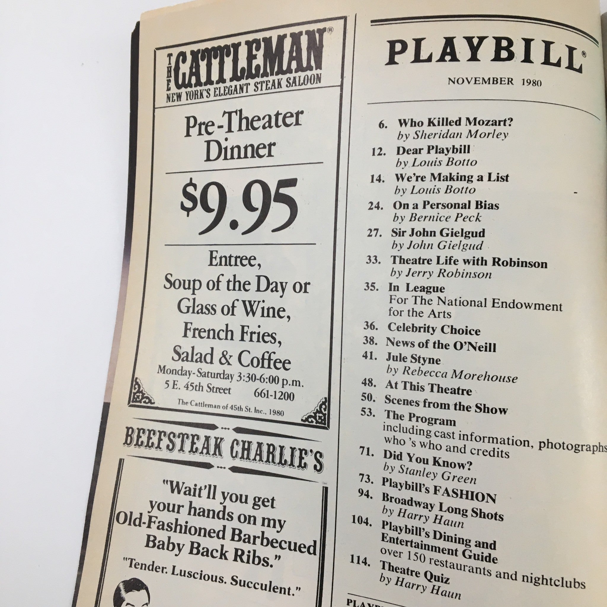 1980 Playbill Helen Hayes Theatre 'Perfectly Frank' Andra Akers, Wayne Cilento