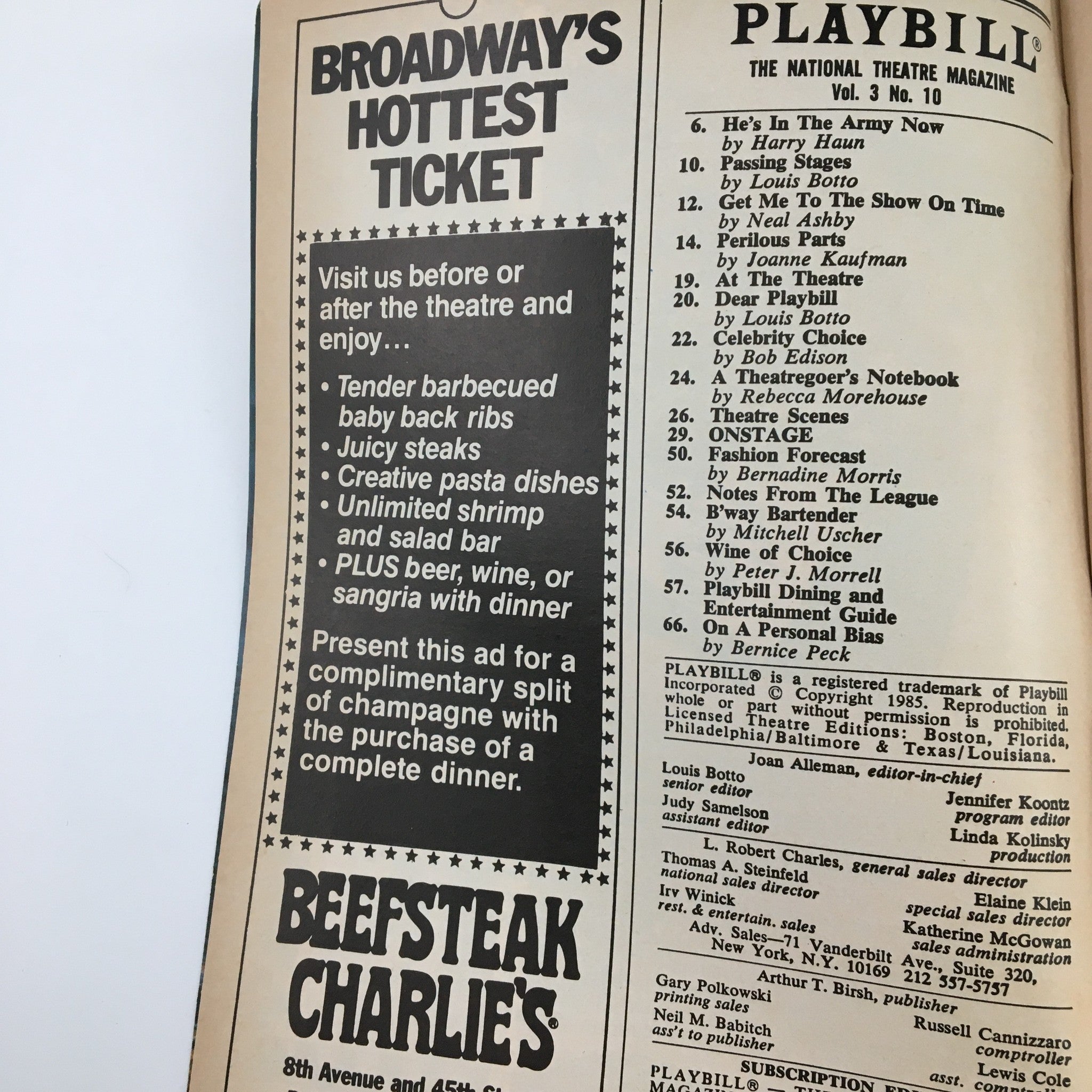 1985 Playbill Booth Theatre 'Sunday in the Park with George' Harry Groener