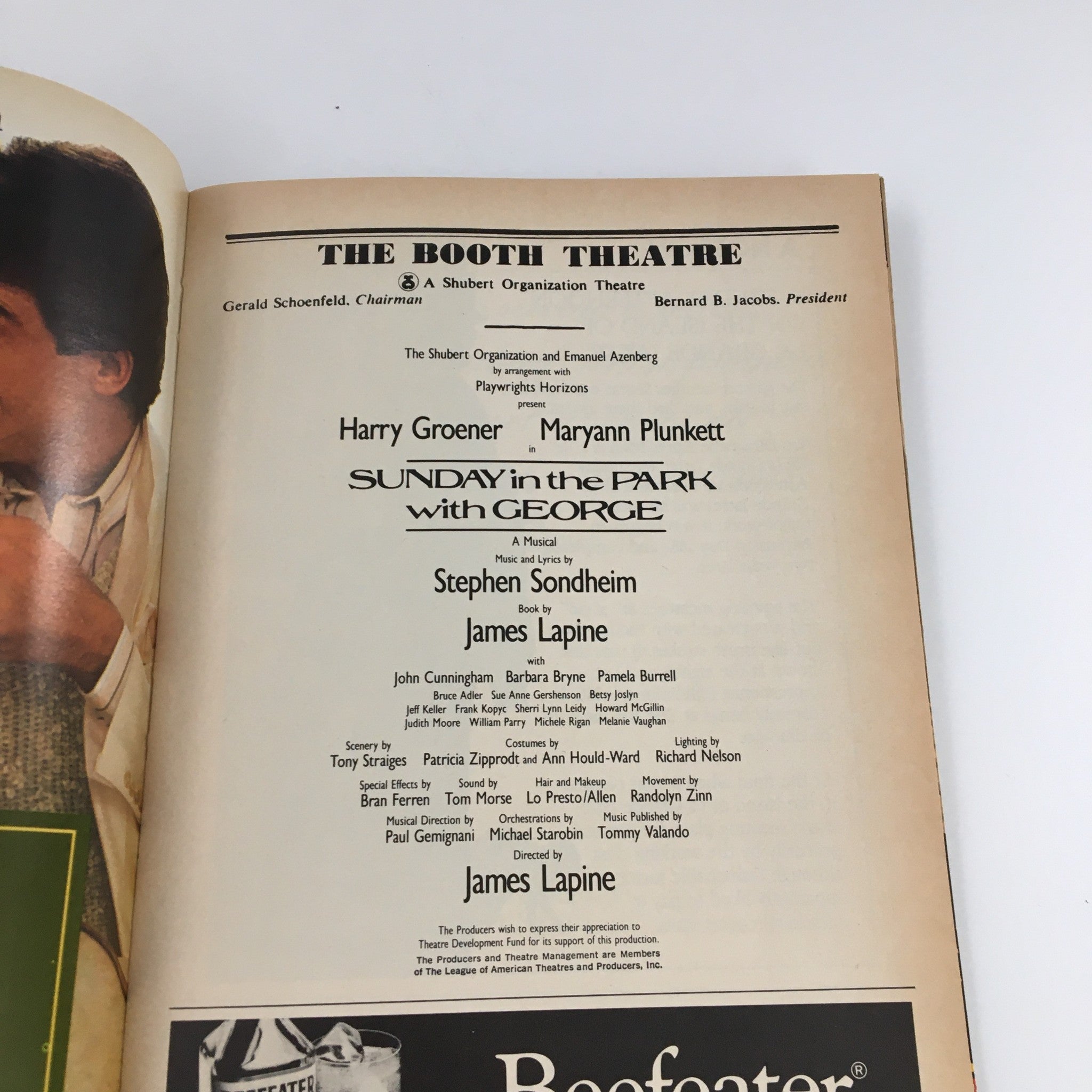 1985 Playbill Booth Theatre 'Sunday in the Park with George' Harry Groener