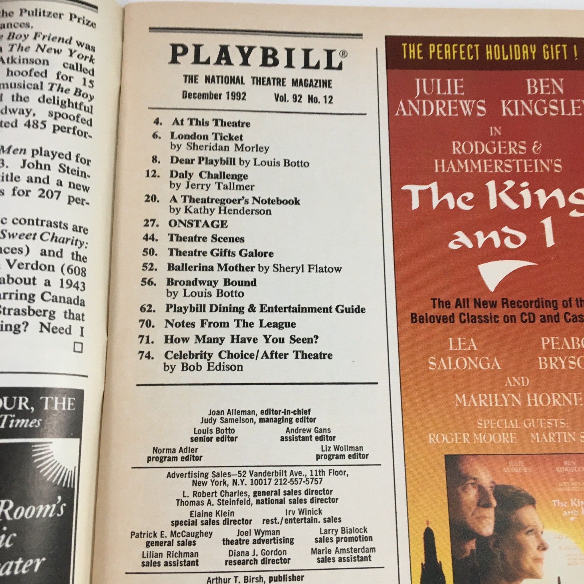 1992 Playbill York Theatre Company Noel & Gertie Jane Summerhays Michael Zaslow