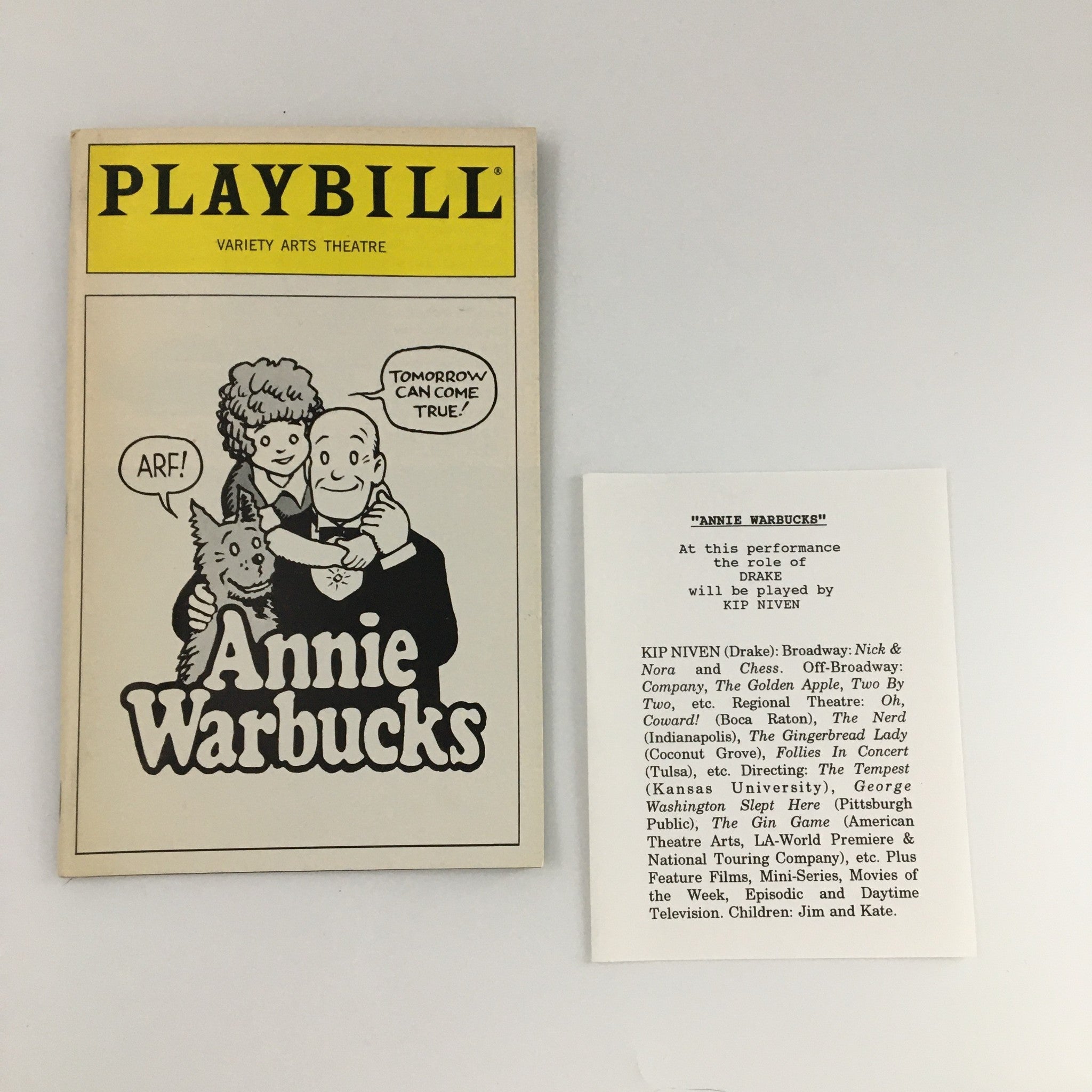 1993 Playbill Variety Arts Theatre Annie Warbucks Kathryn Zaremba Harve Presnell