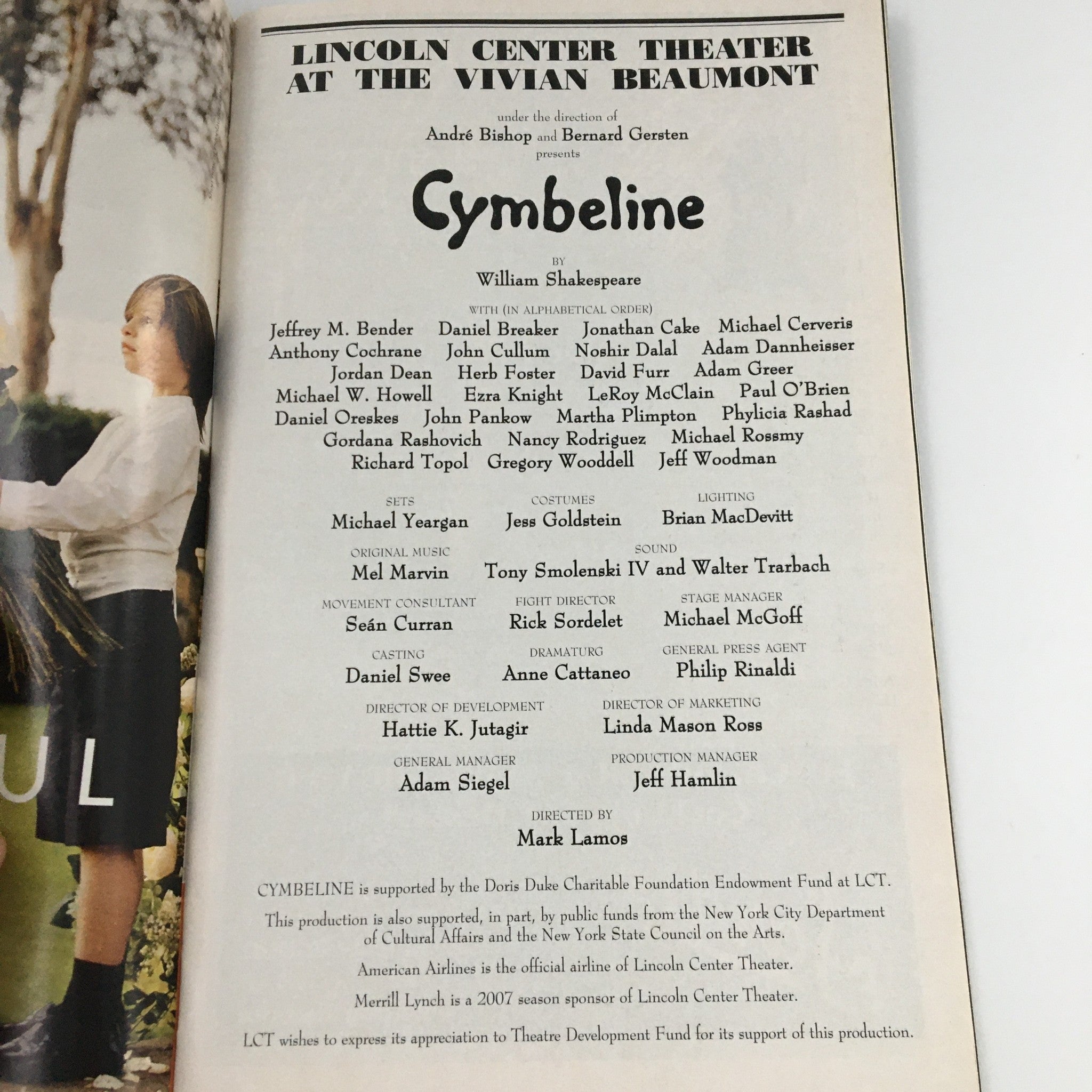 2007 Playbill Vivian Beaumont 'Cymbeline' Jeffrey M. Bender, Daniel Breaker