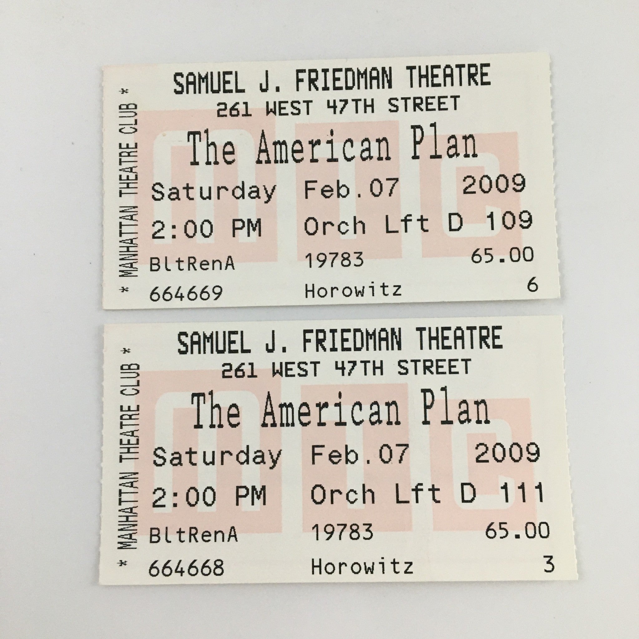 2009 Playbill Samuel J. Friedman Theatre 'The American Plan' Kieran Campion