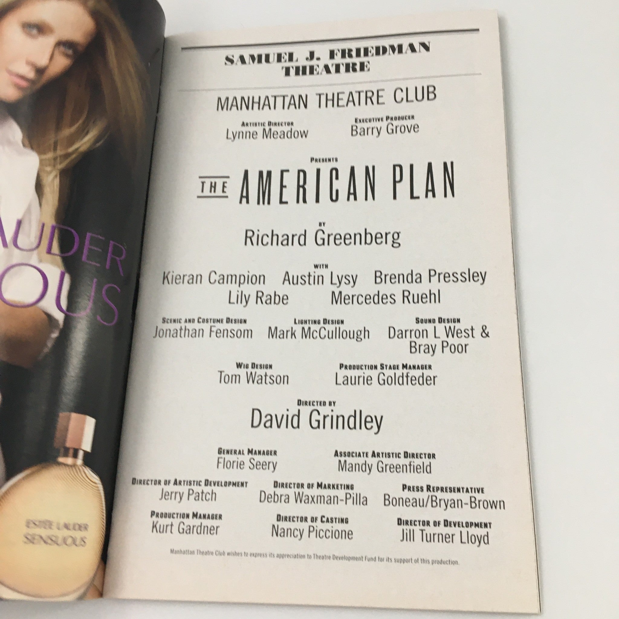 2009 Playbill Samuel J. Friedman Theatre 'The American Plan' Kieran Campion