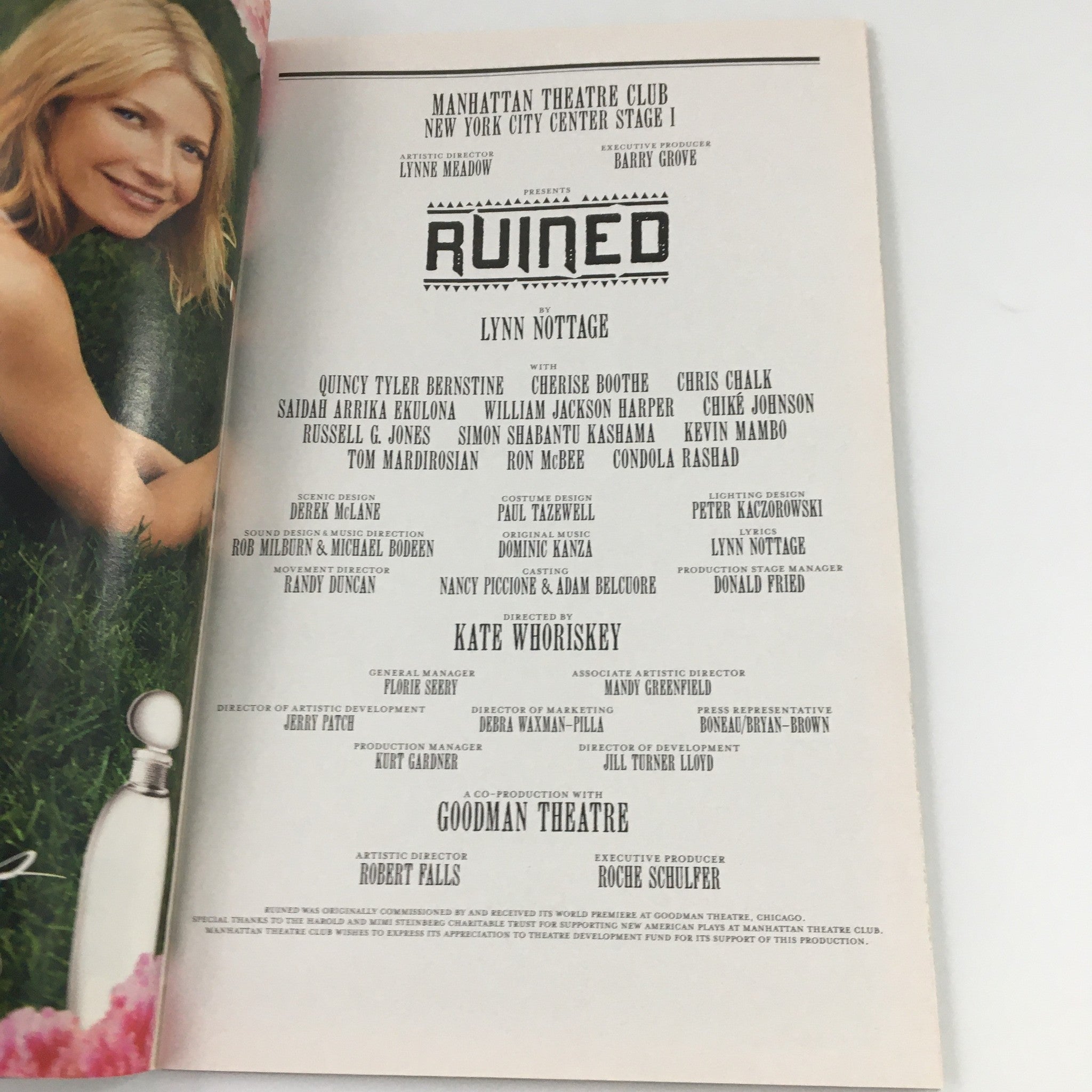 2009 Playbill Manhattan Theatre Club 'Ruined' Quincy Tyler Bernstine Chris Chalk