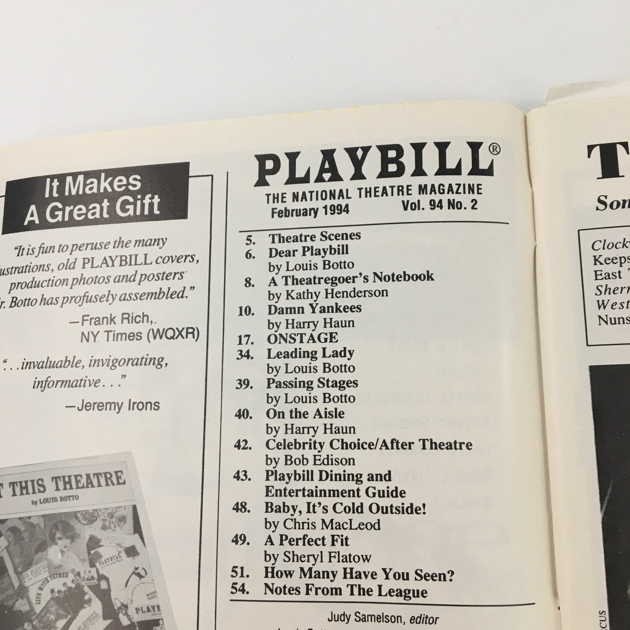 1994 Playbill Playwrights Horizons 'Avenue X' Ted Brunetti, Chuck Cooper