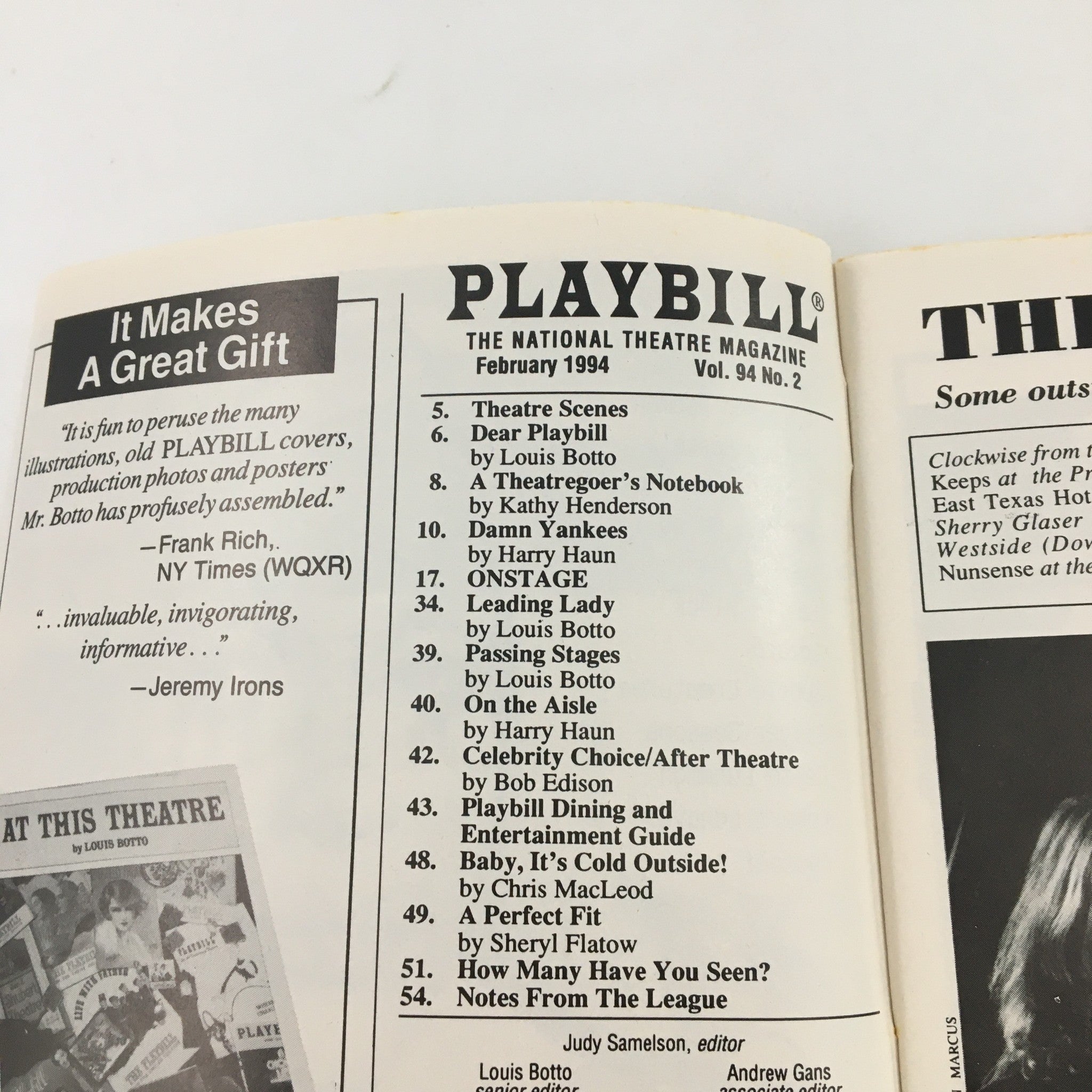 '94 Playbill Manhattan Theatre Club Three Birds Alighting On A Field Susan Pilar